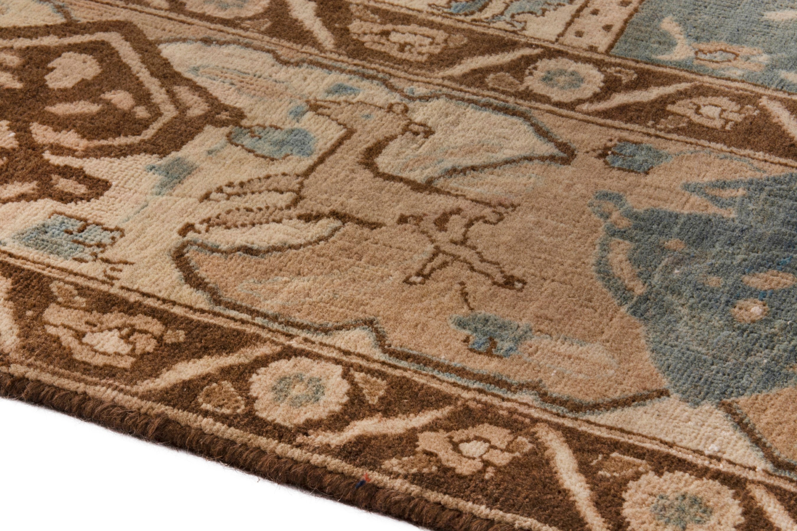 Persian Kashmar oversized rug in cream and burgundy, view 6 of 22