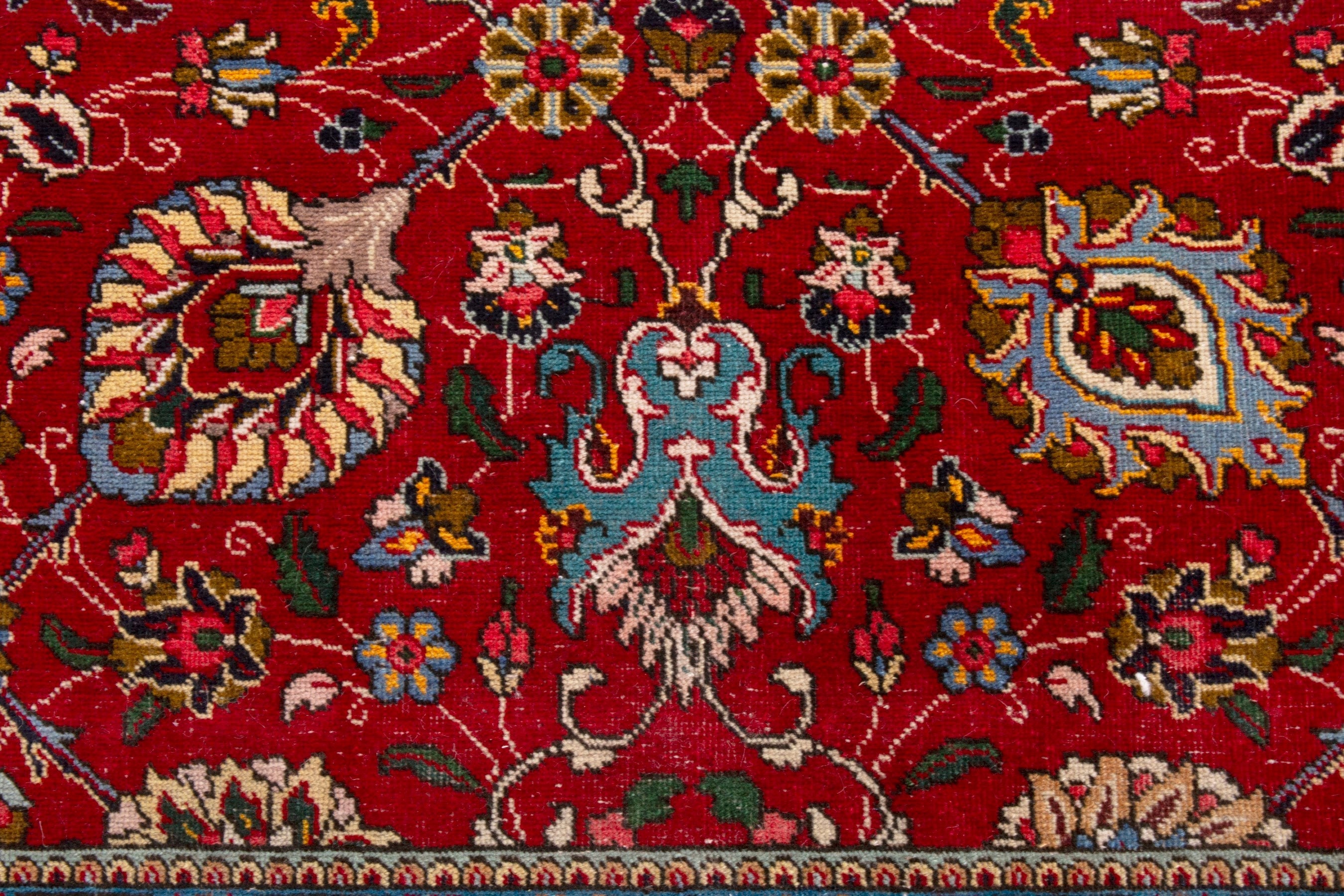 Persian Tabriz oversized rug in deep red and cream, view 14 of 20