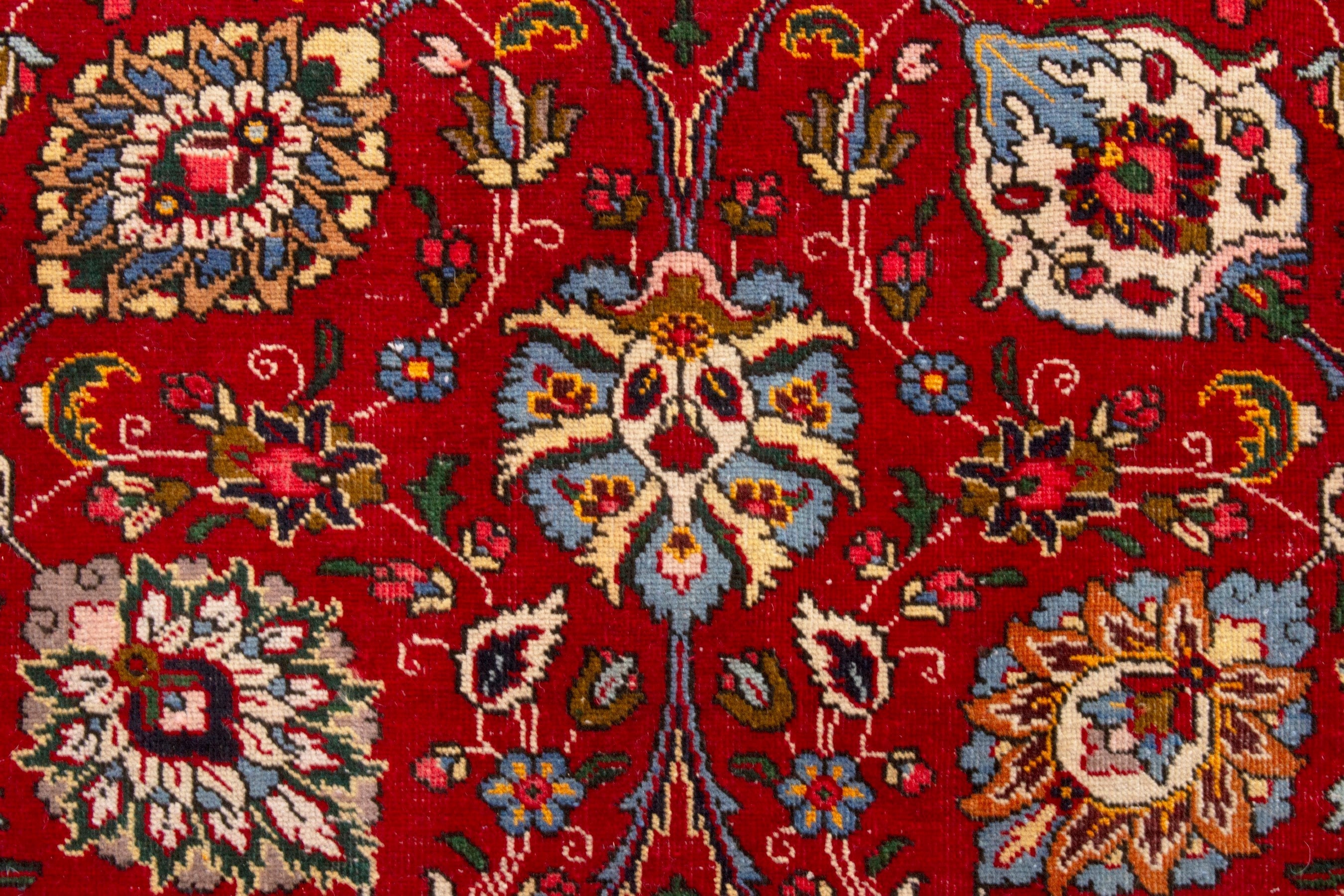 Persian Tabriz oversized rug in deep red and cream, view 15 of 20