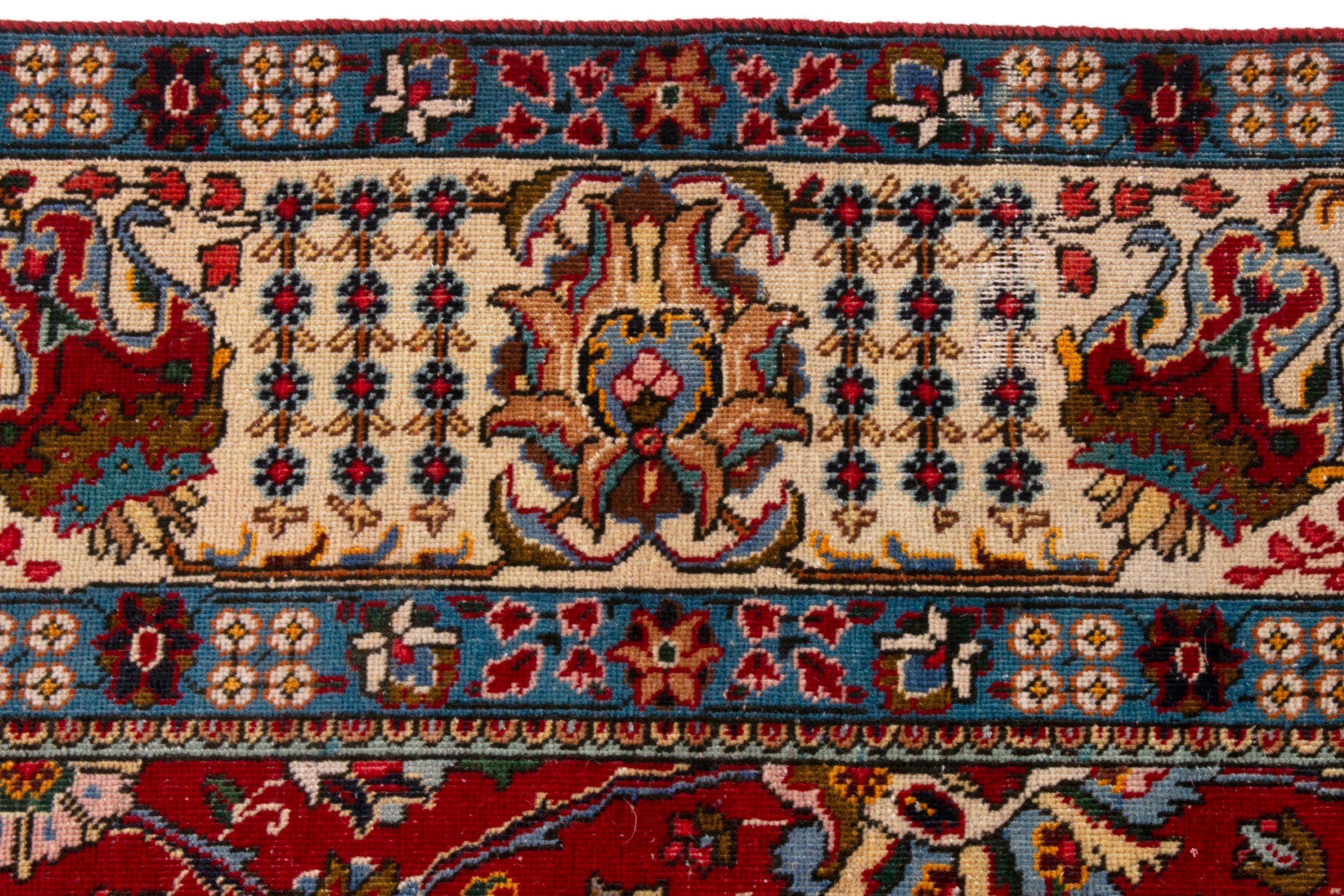 Persian Tabriz oversized rug in deep red and cream, view 12 of 20
