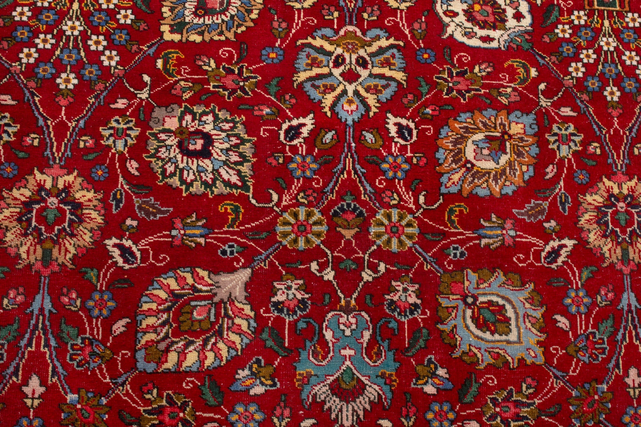 Persian Tabriz oversized rug in deep red and cream, view 16 of 20