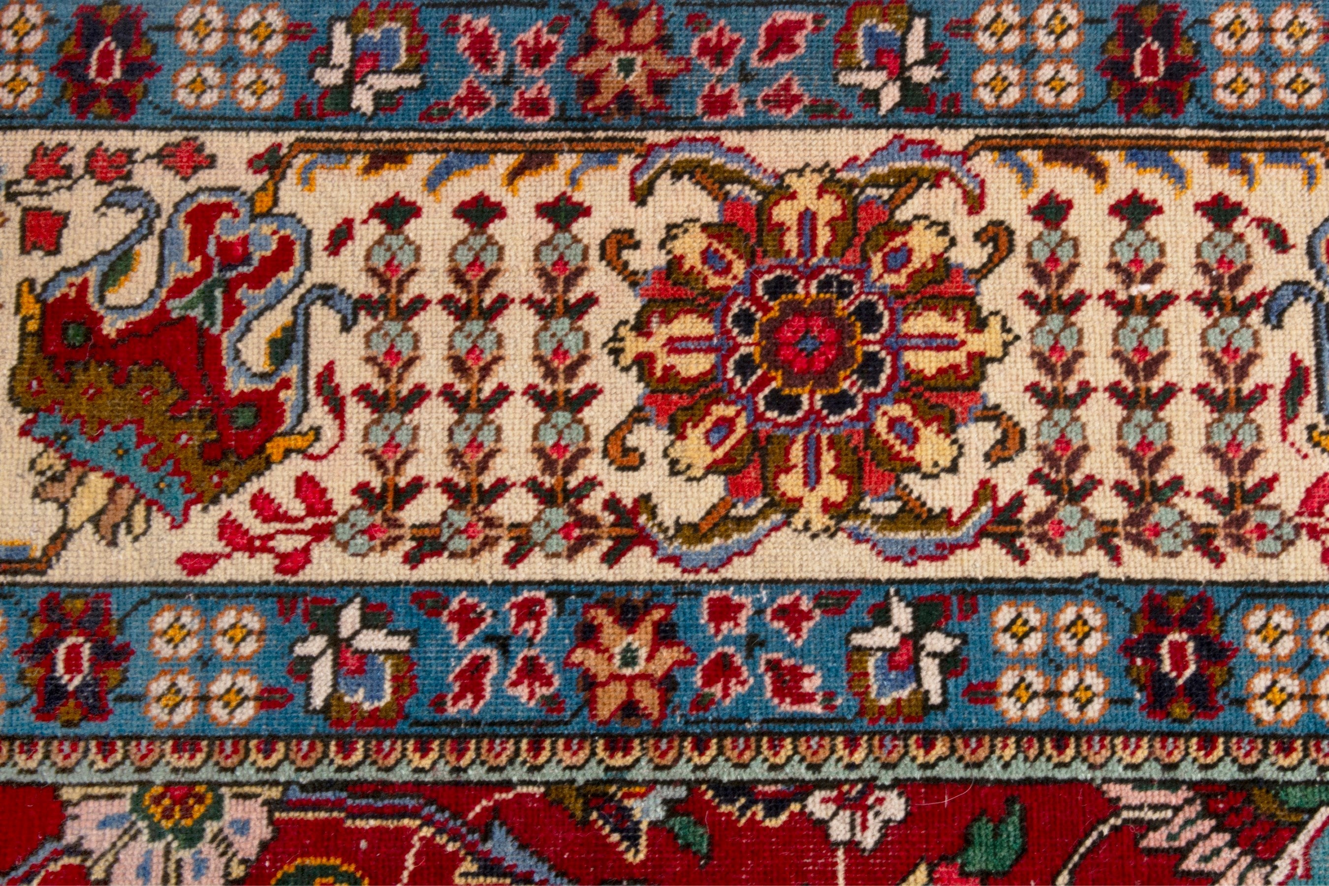 Persian Tabriz oversized rug in deep red and cream, view 13 of 20