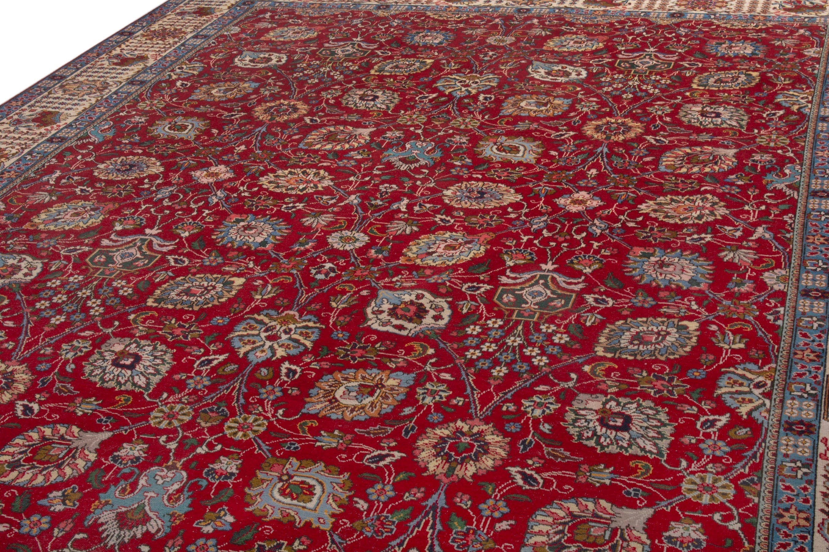 Persian Tabriz oversized rug in deep red and cream, view 8 of 20