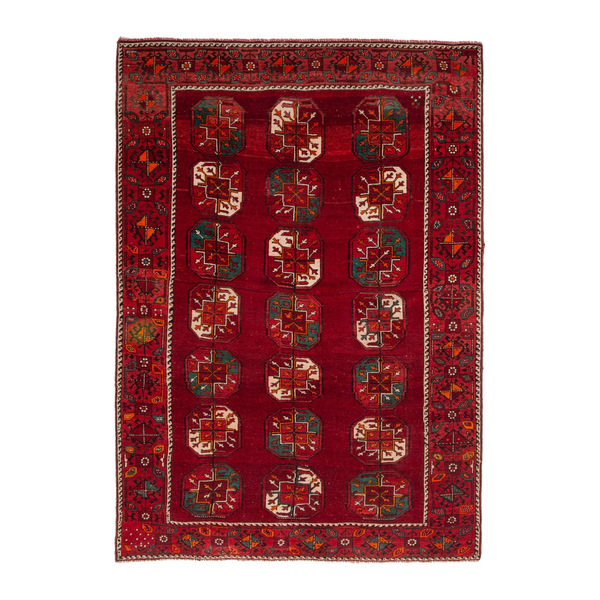 Persian Ghoochan area rug in deep red and burgundy, 6'3" x 8'10"