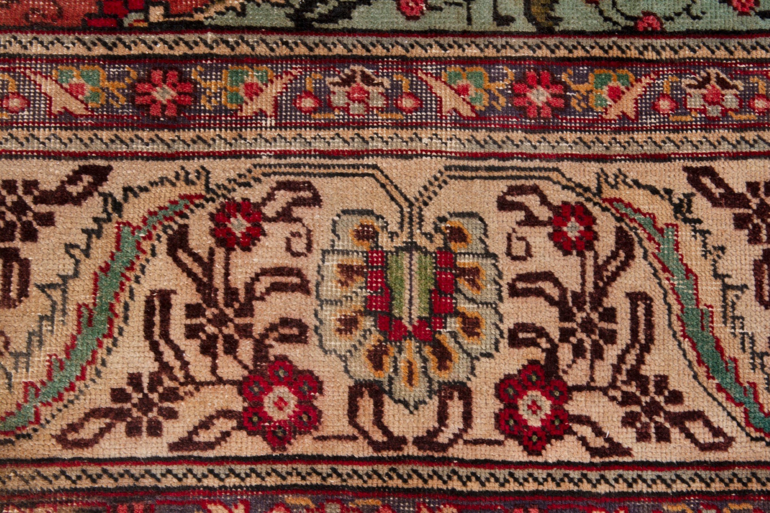 Persian Tabriz oversized rug in cream and burgundy, view 11 of 22