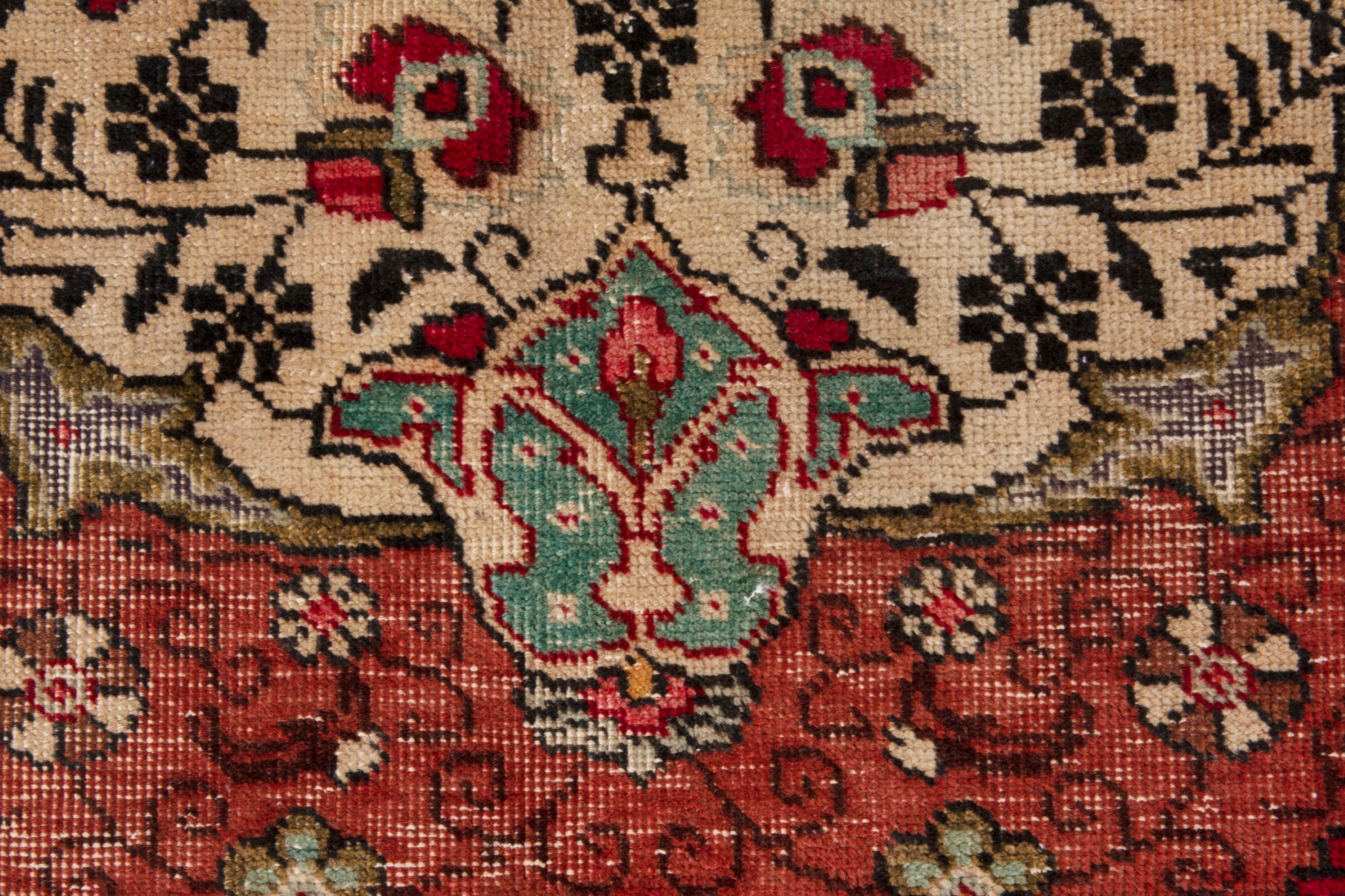 Persian Tabriz oversized rug in cream and burgundy, view 15 of 22