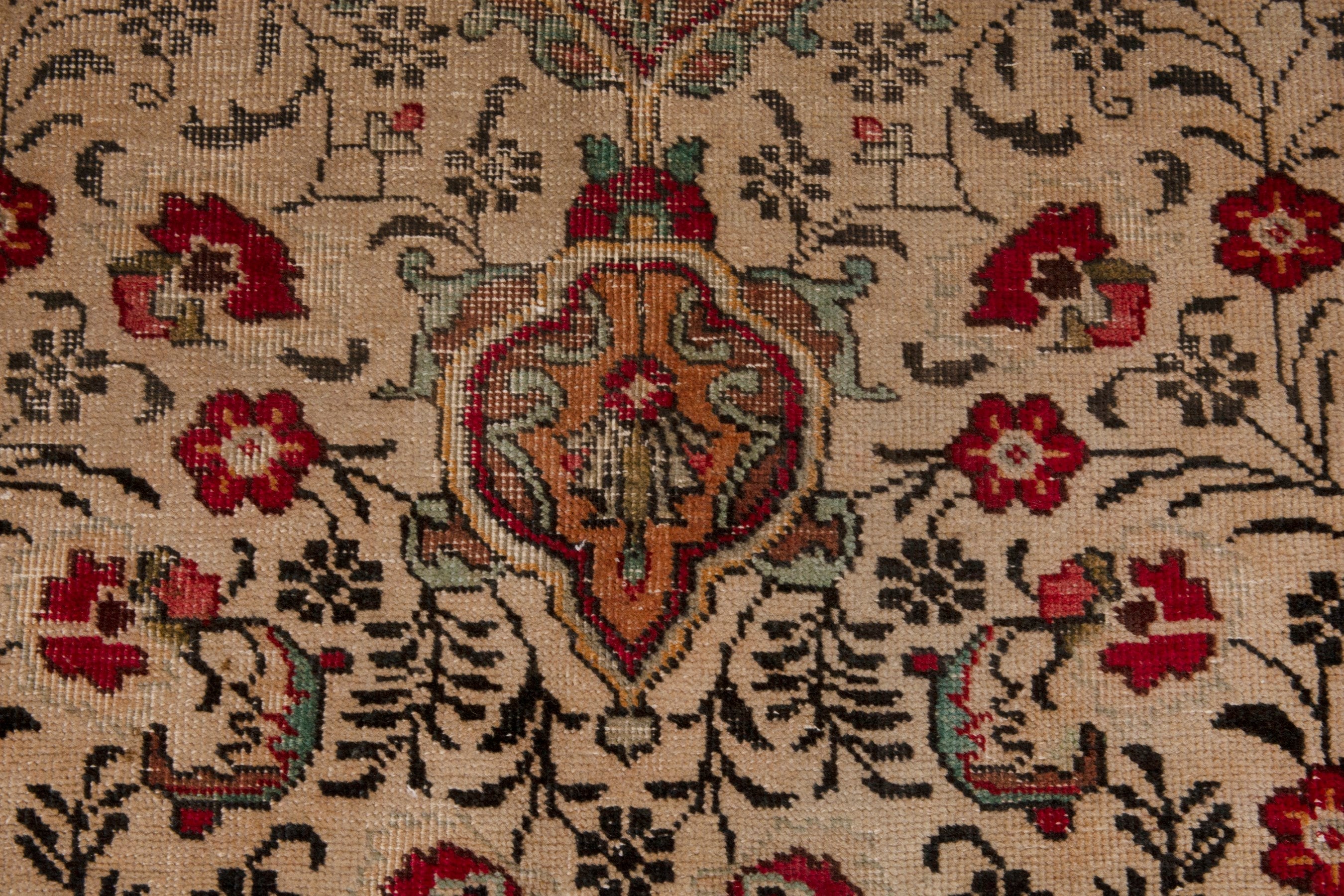 Persian Tabriz oversized rug in cream and burgundy, view 16 of 22