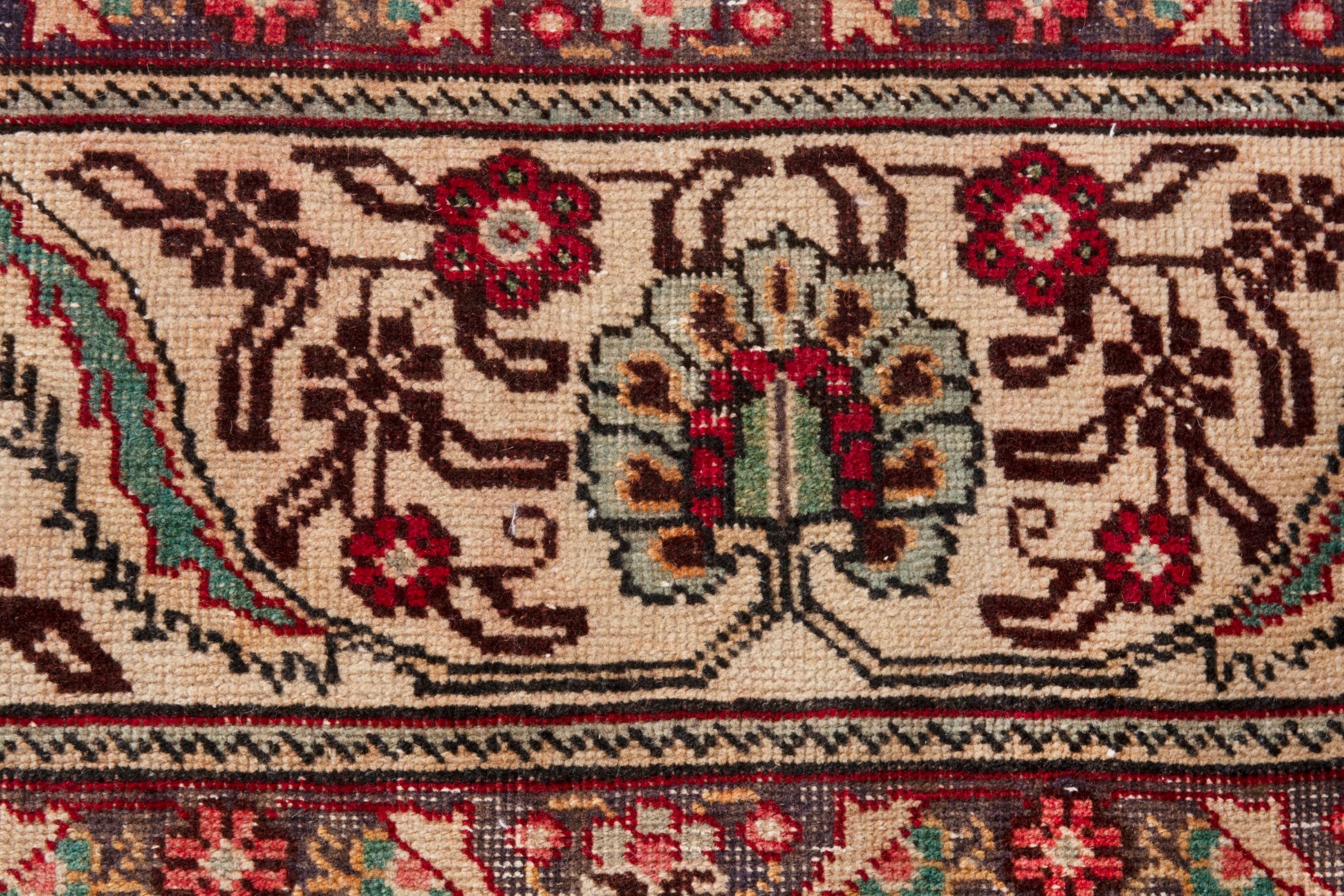 Persian Tabriz oversized rug in cream and burgundy, view 13 of 22
