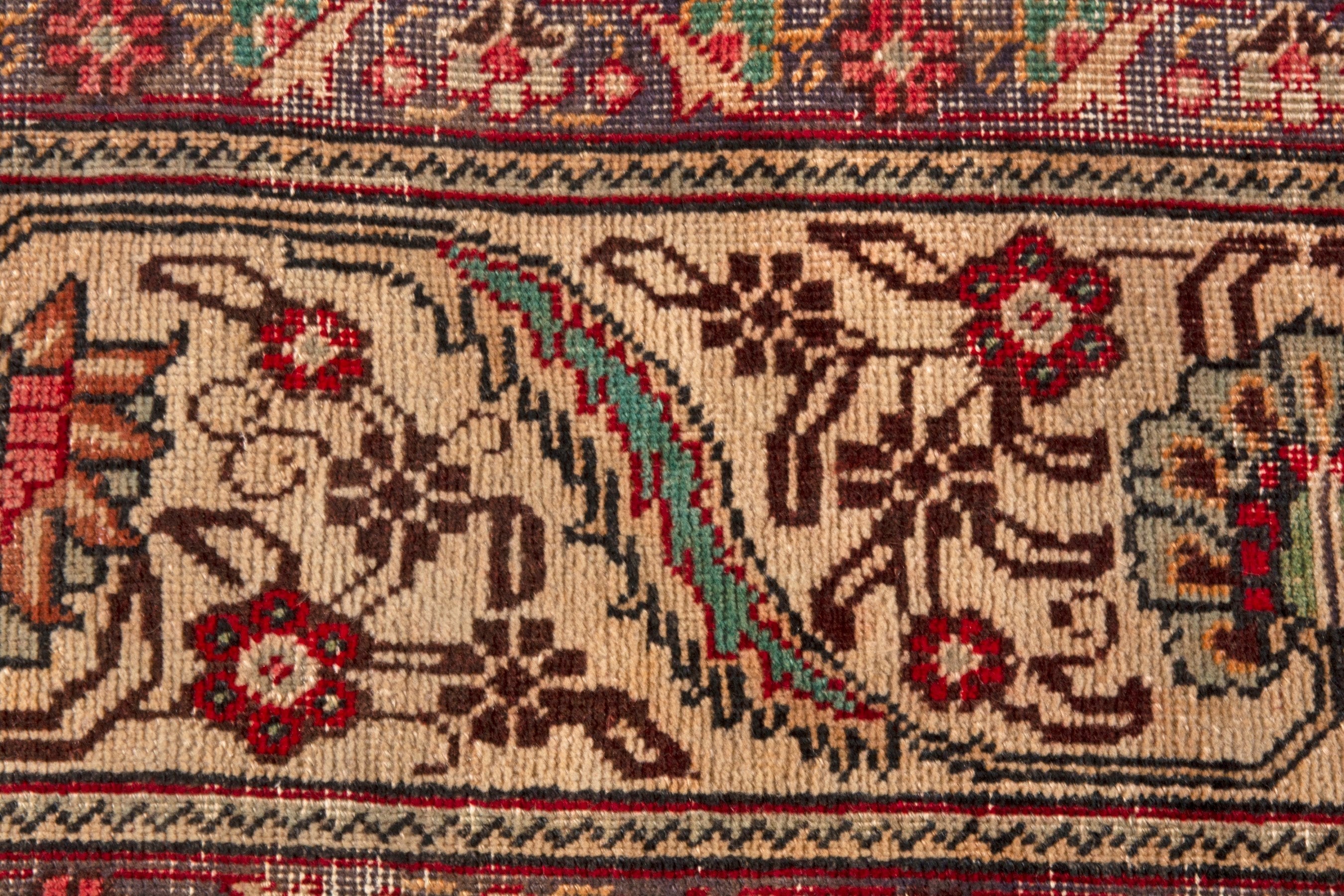 Persian Tabriz oversized rug in cream and burgundy, view 14 of 22