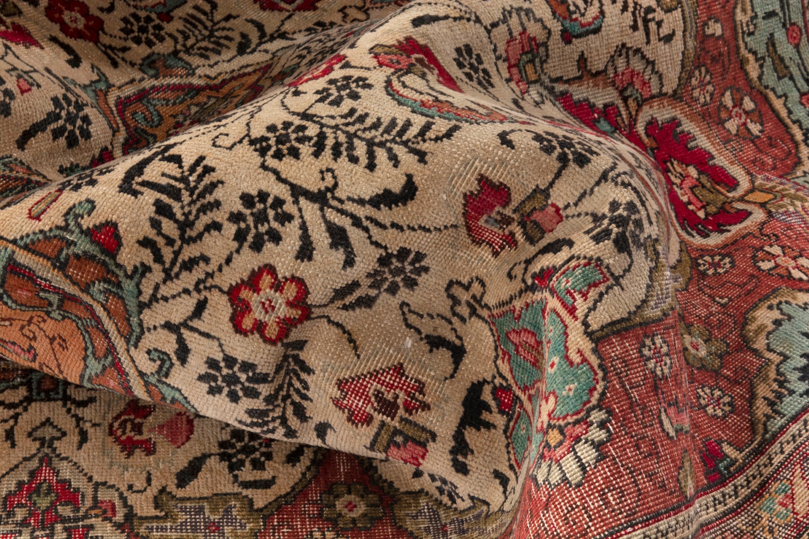 Persian Tabriz oversized rug in cream and burgundy, view 20 of 22