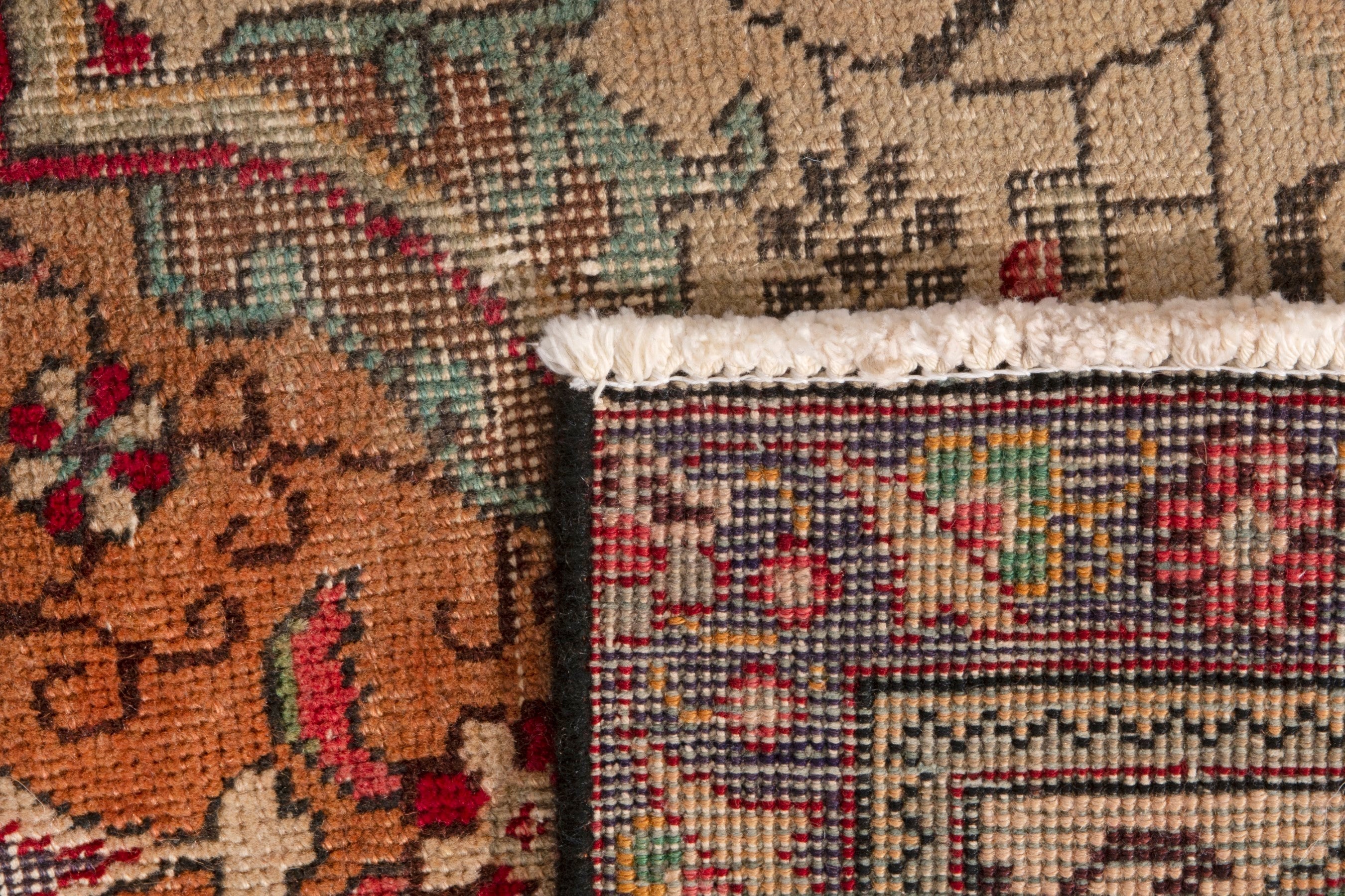 Persian Tabriz oversized rug in cream and burgundy, view 22 of 22