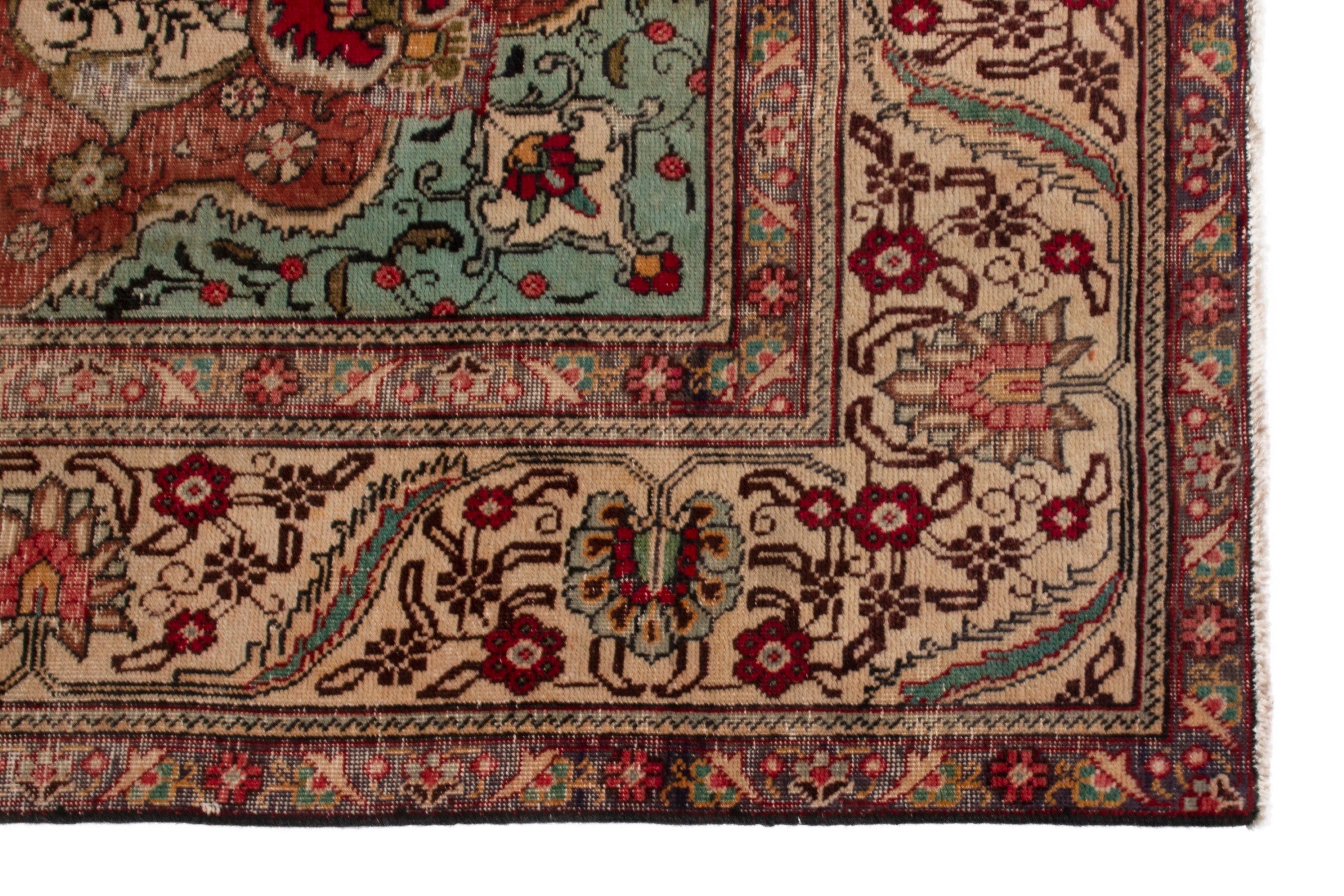 Persian Tabriz oversized rug in cream and burgundy, view 10 of 22