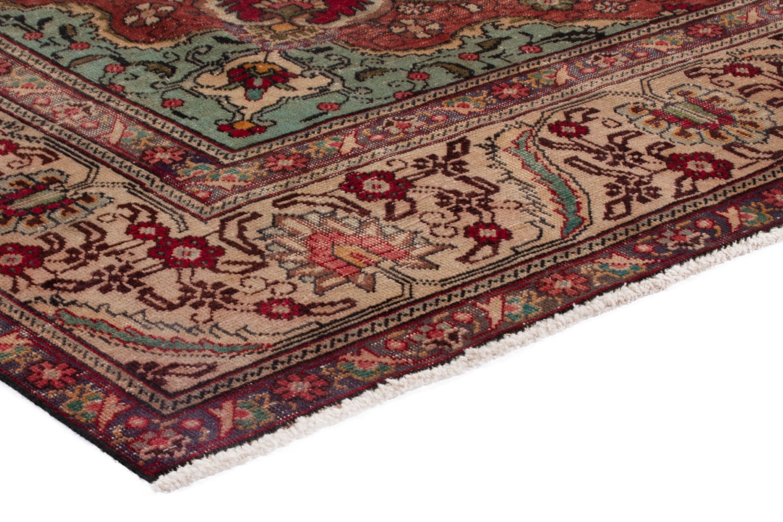 Persian Tabriz oversized rug in cream and burgundy, view 4 of 22
