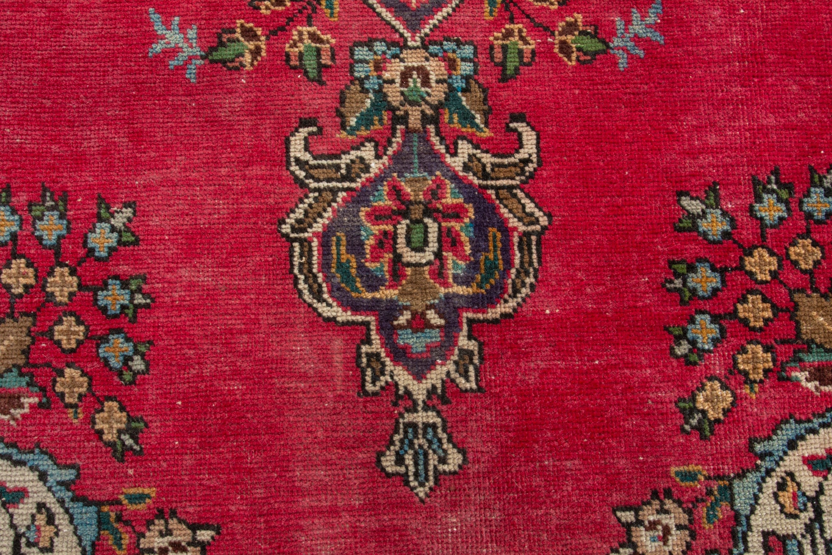 Persian Tabriz area rug in deep red and burgundy, view 12 of 20