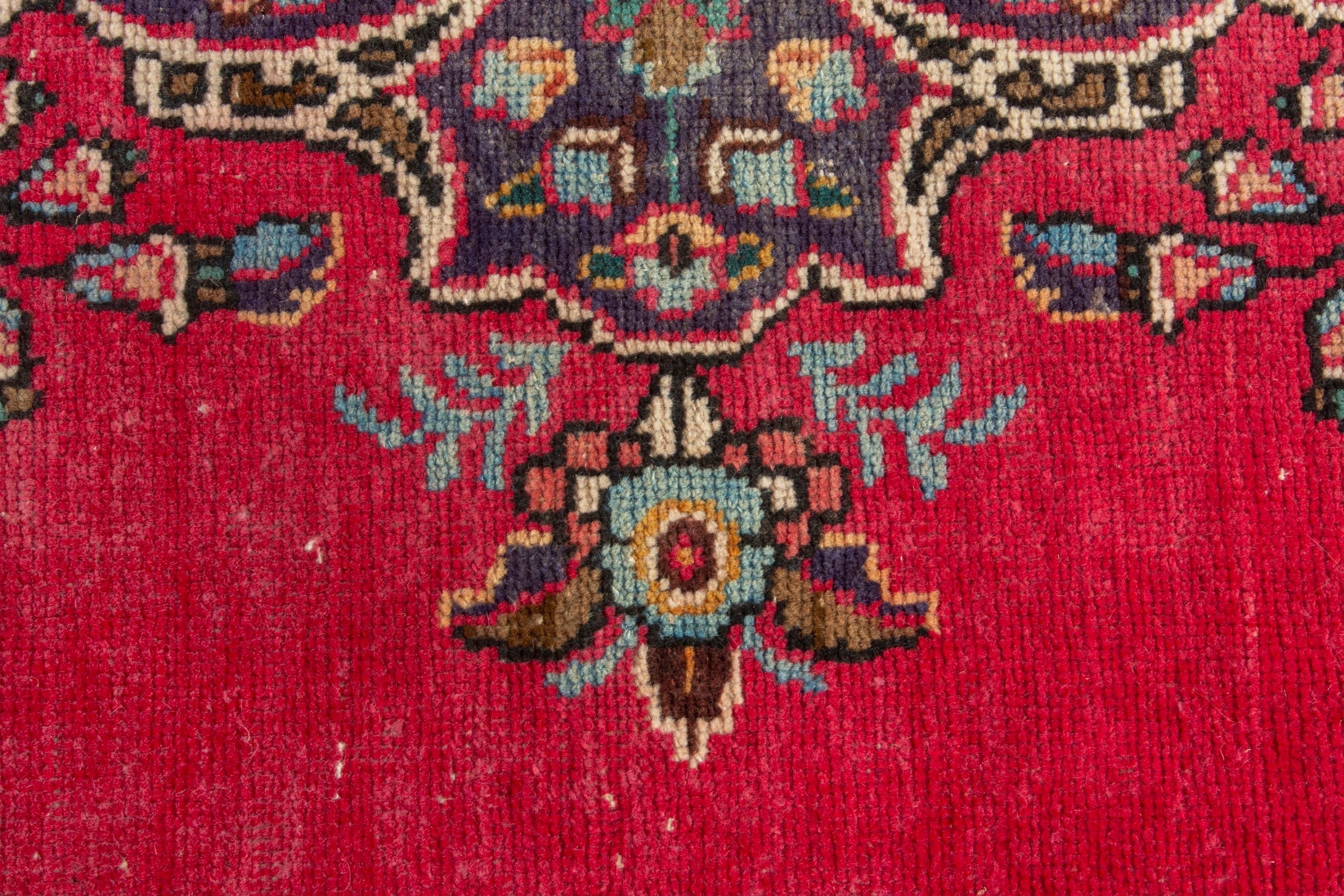 Persian Tabriz area rug in deep red and burgundy, view 13 of 20