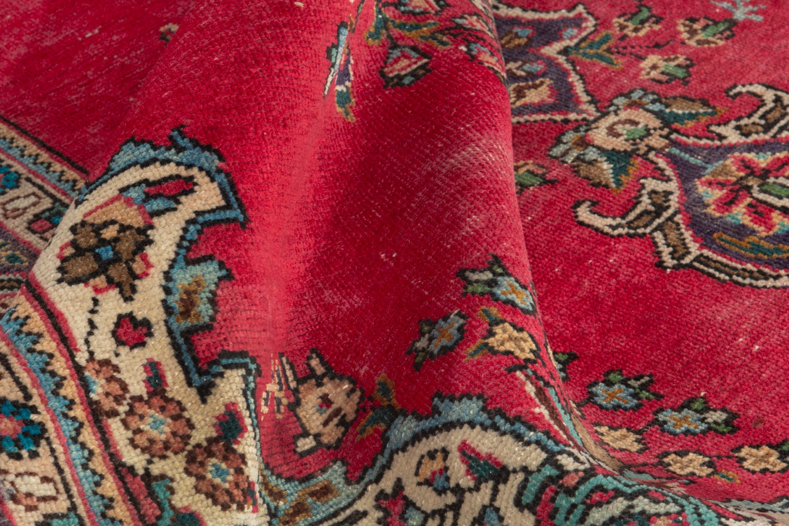Persian Tabriz area rug in deep red and burgundy, view 16 of 20