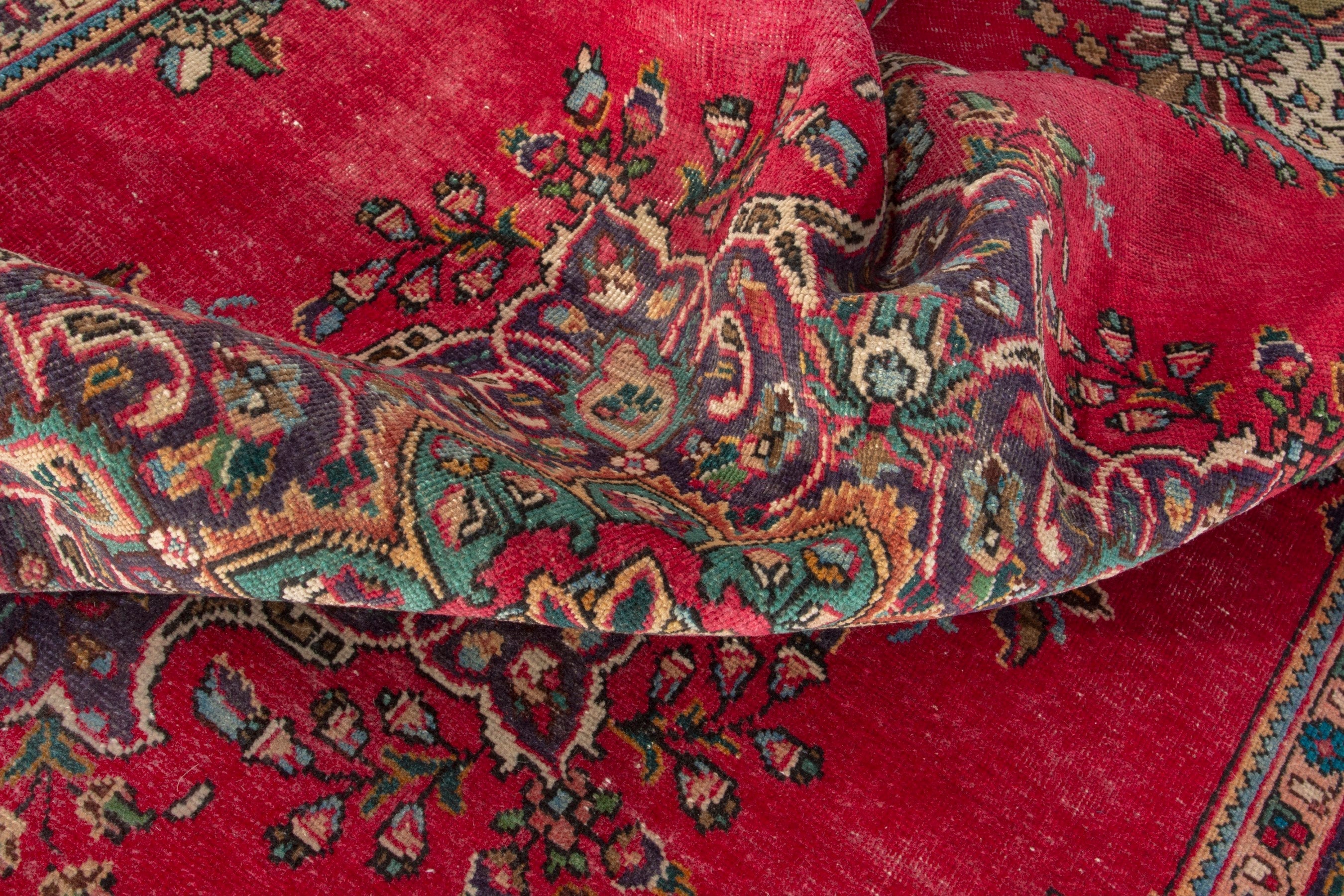 Persian Tabriz area rug in deep red and burgundy, view 17 of 20