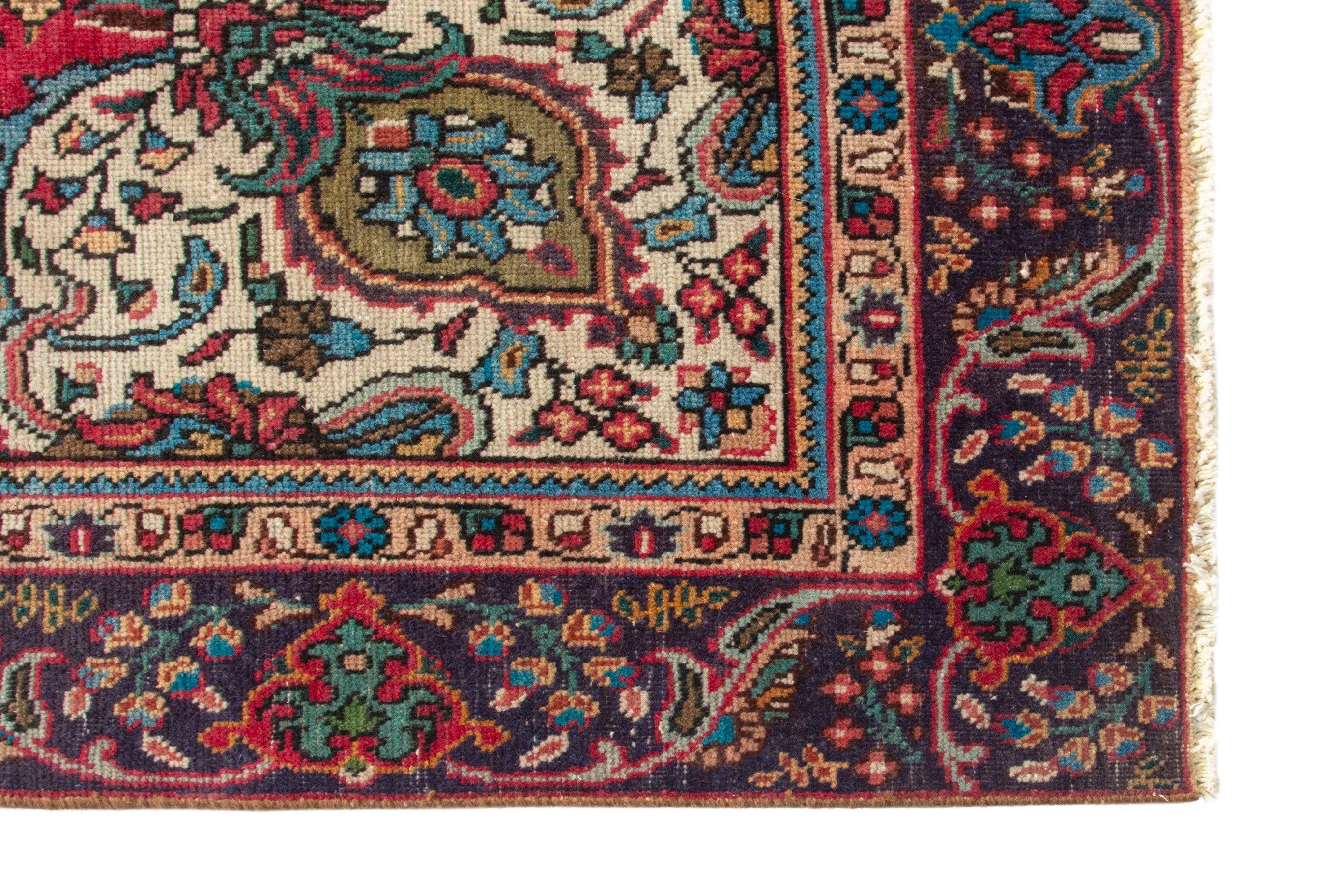 Persian Tabriz area rug in deep red and burgundy, view 10 of 20