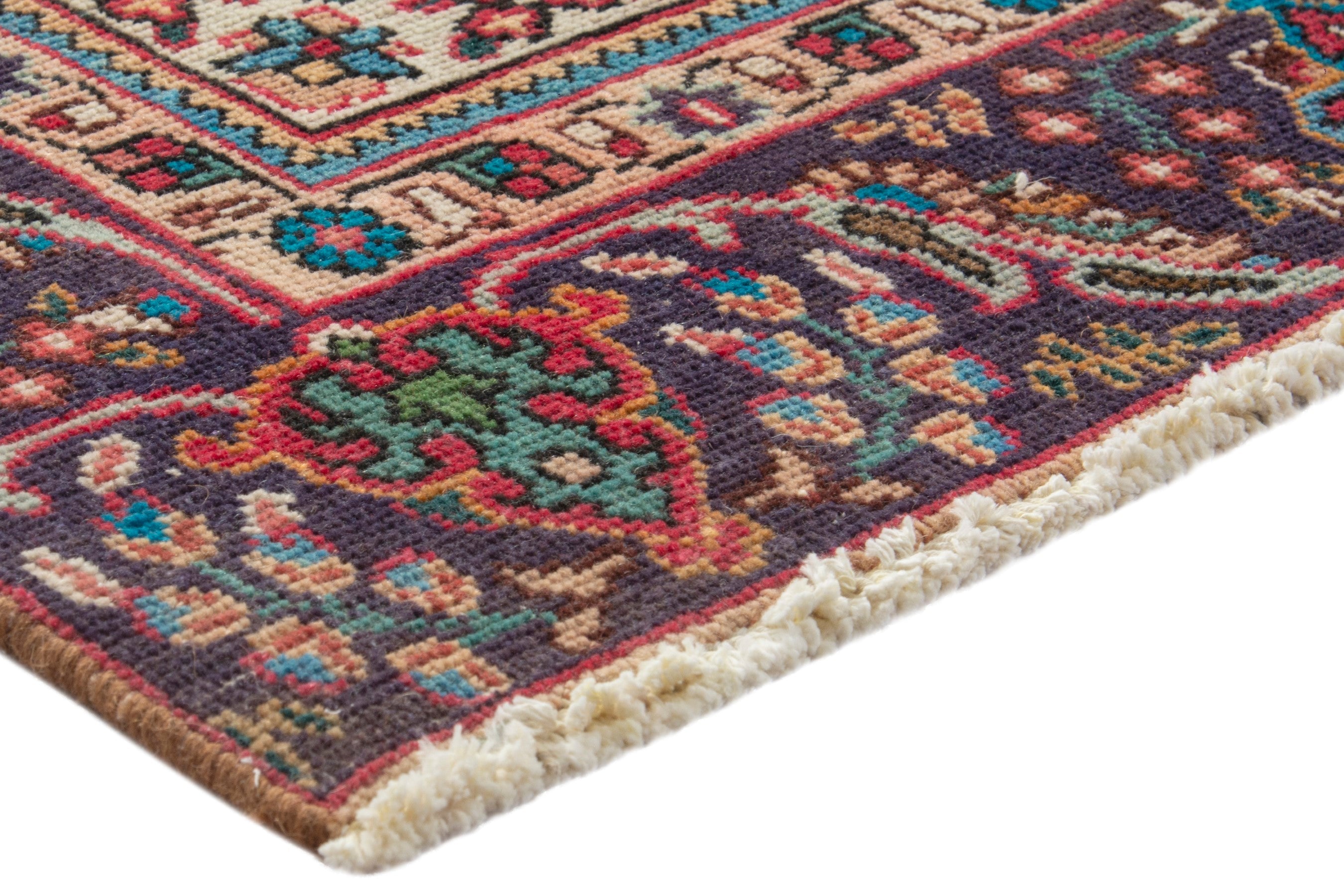 Persian Tabriz area rug in deep red and burgundy, view 4 of 20