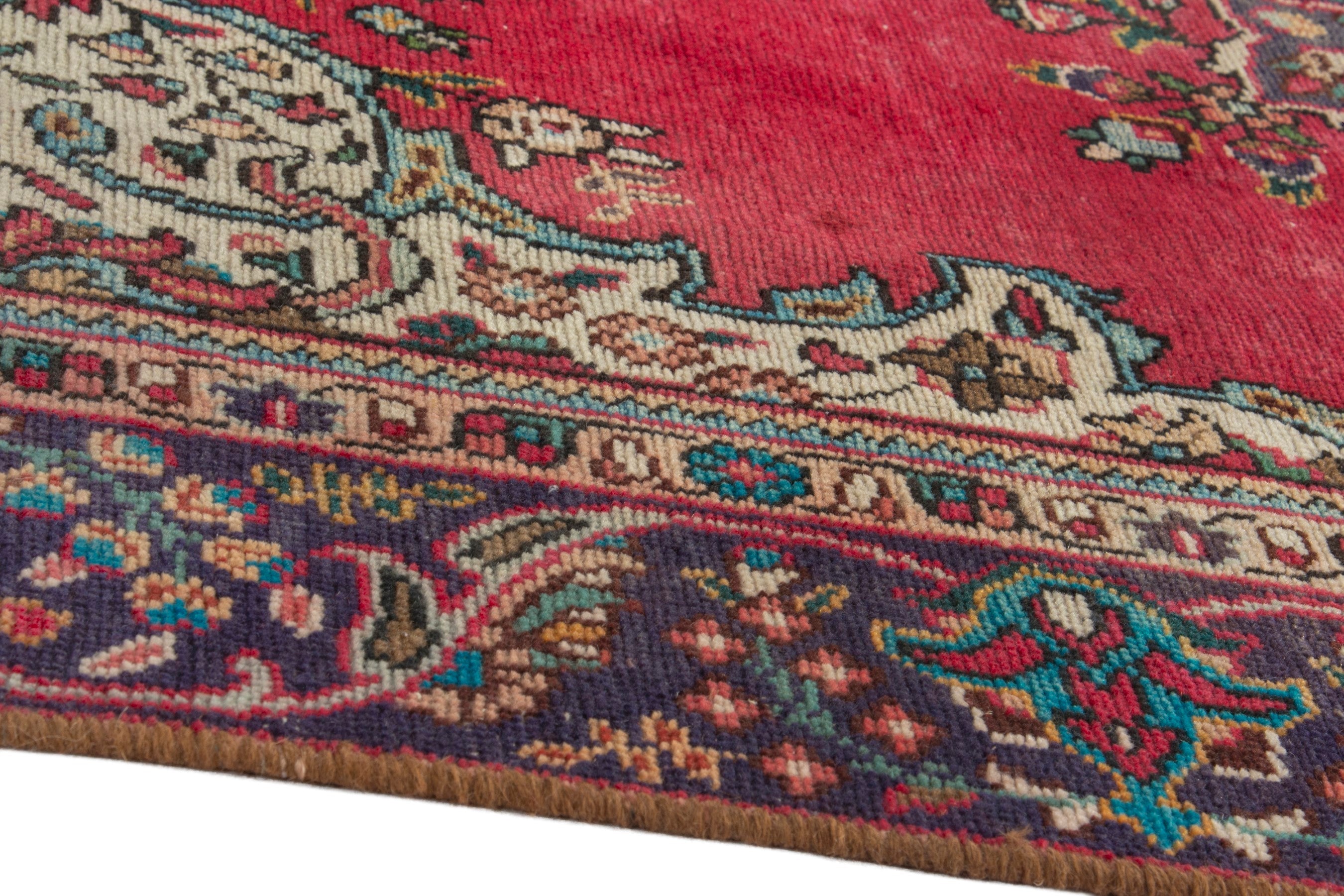 Persian Tabriz area rug in deep red and burgundy, view 6 of 20