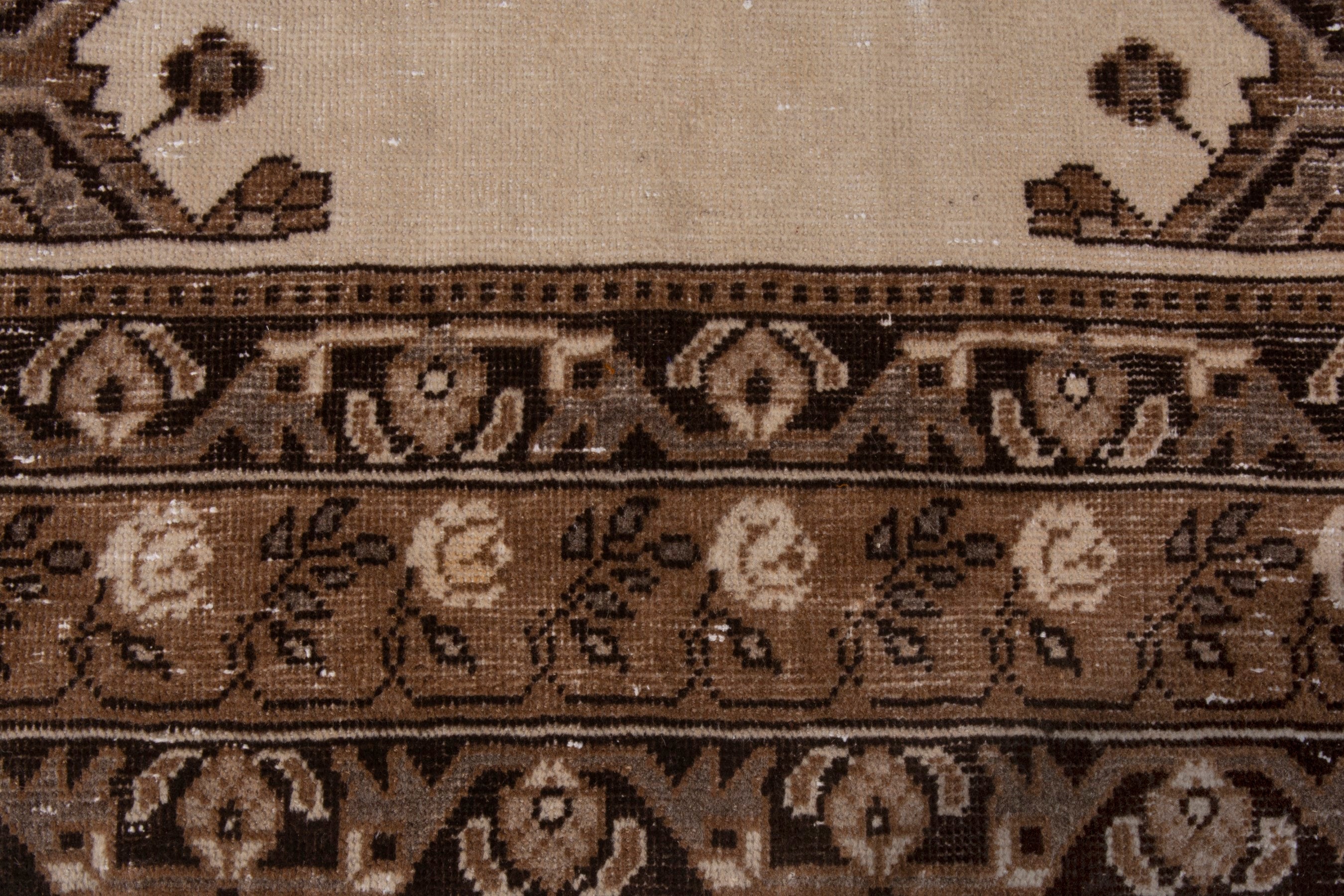 Persian Ferdos area rug in cream and brown, view 11 of 25