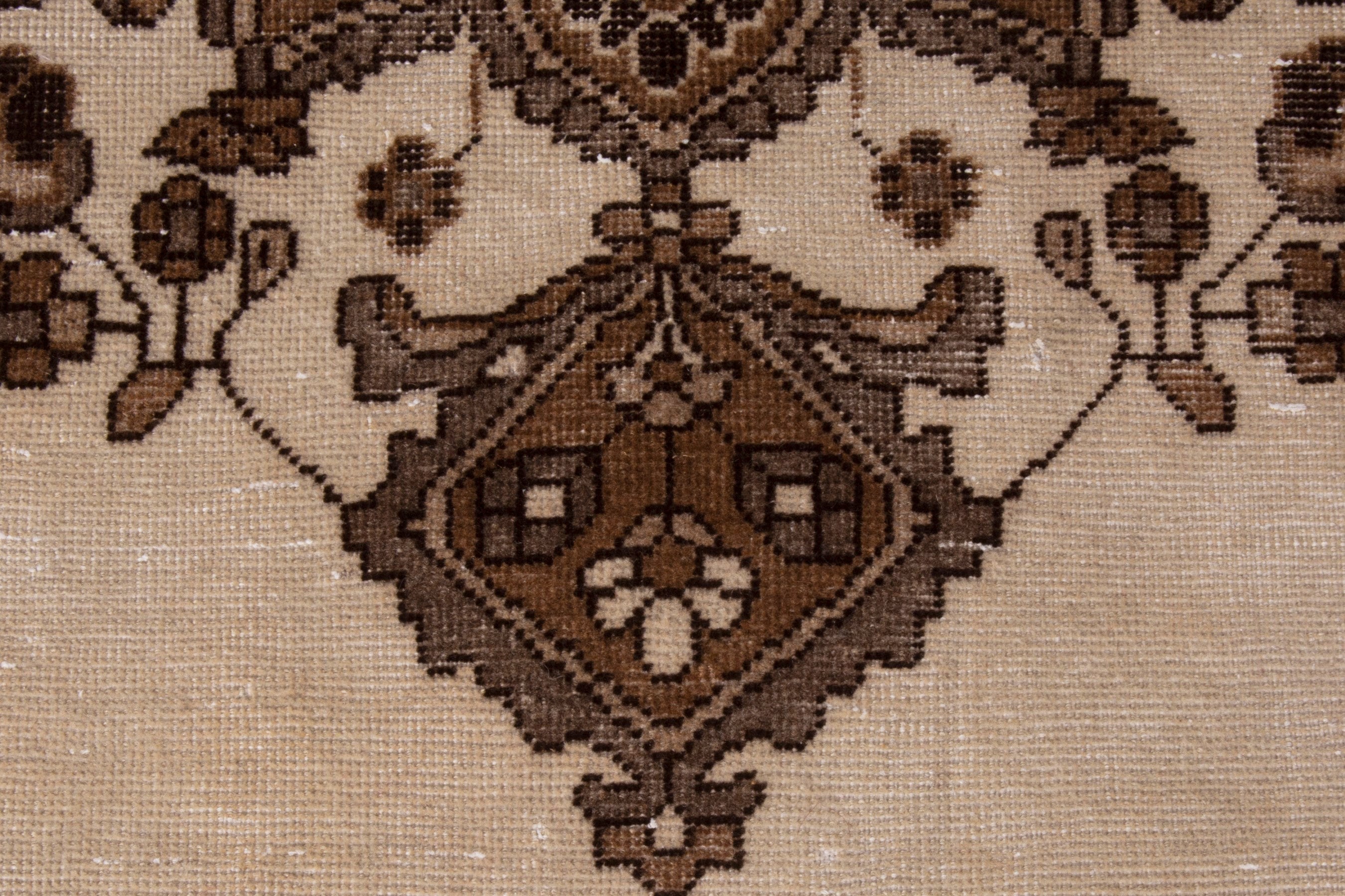 Persian Ferdos area rug in cream and brown, view 17 of 25