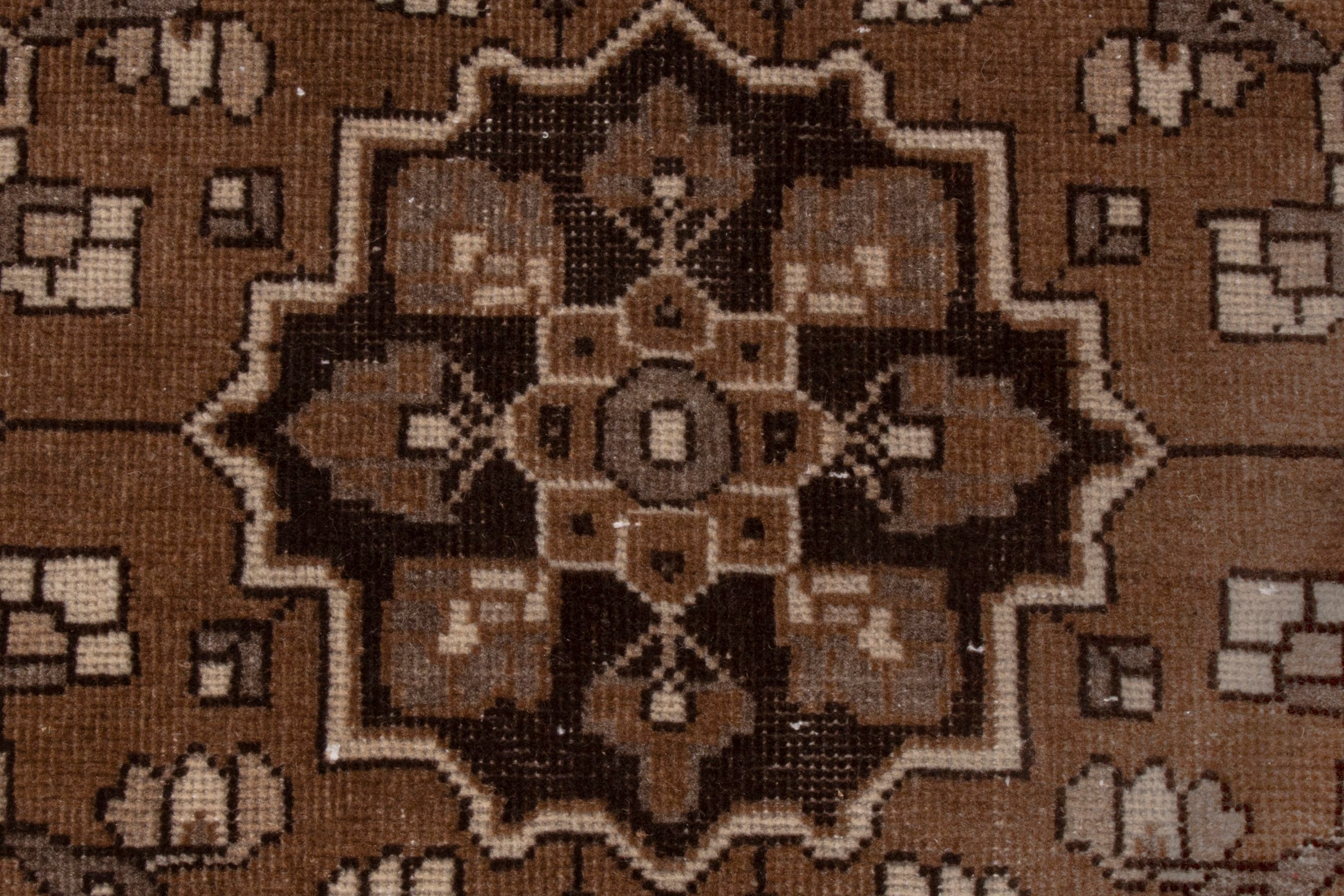 Persian Ferdos area rug in cream and brown, view 18 of 25