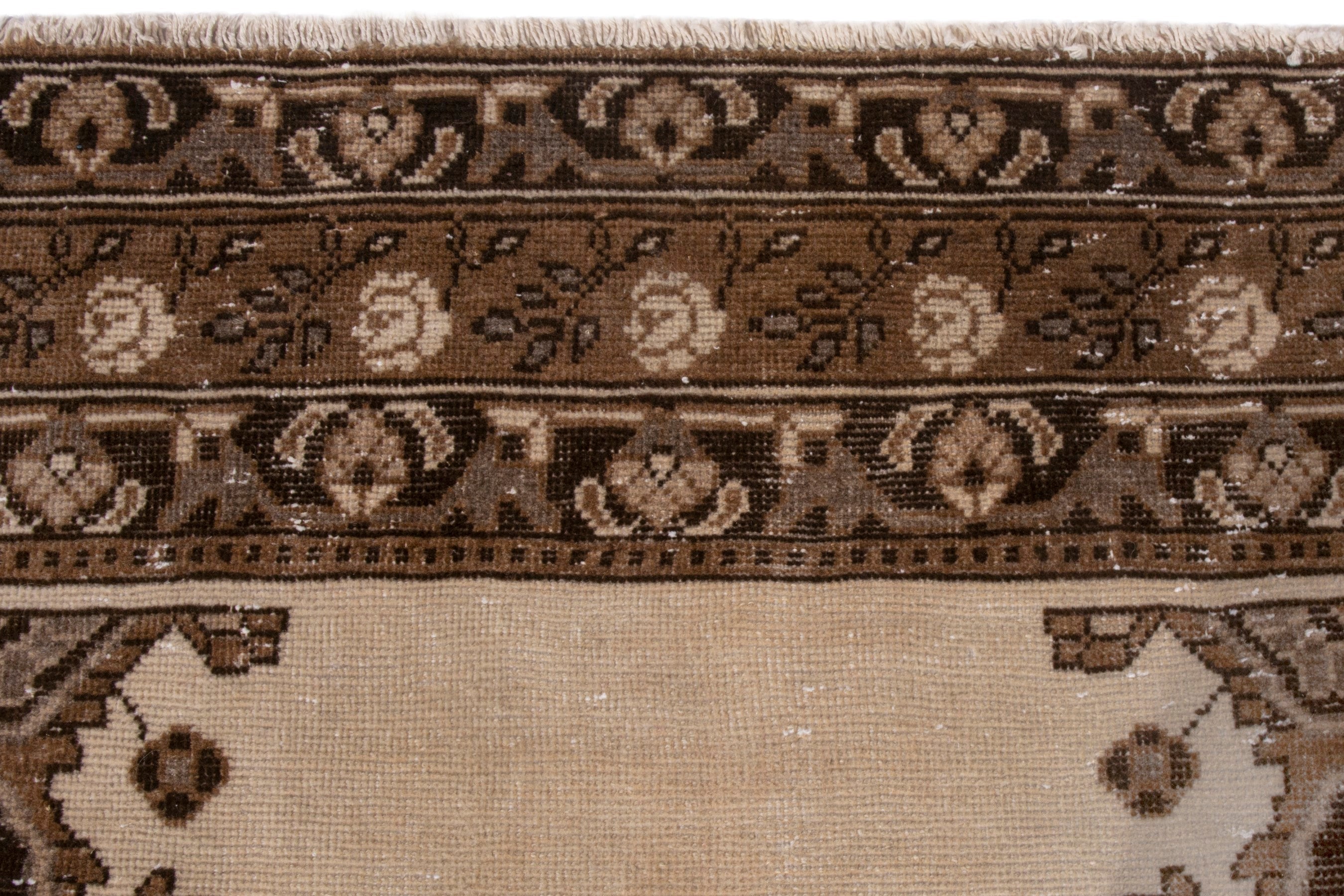 Persian Ferdos area rug in cream and brown, view 13 of 25