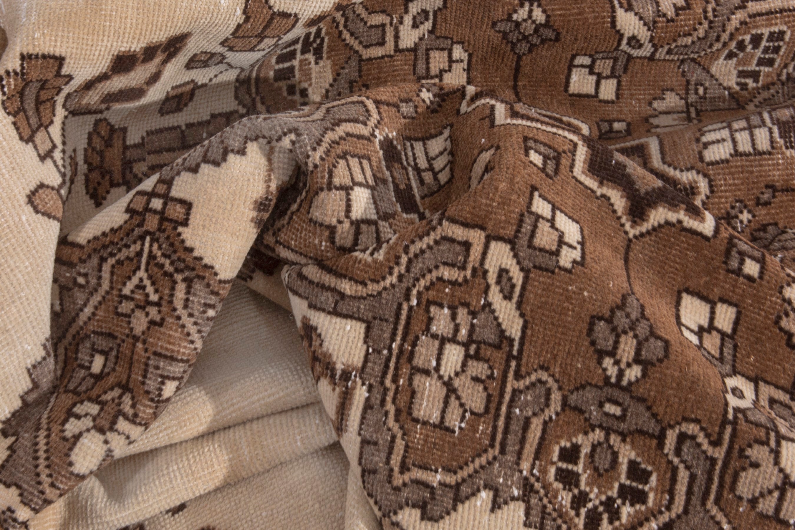 Persian Ferdos area rug in cream and brown, view 24 of 25