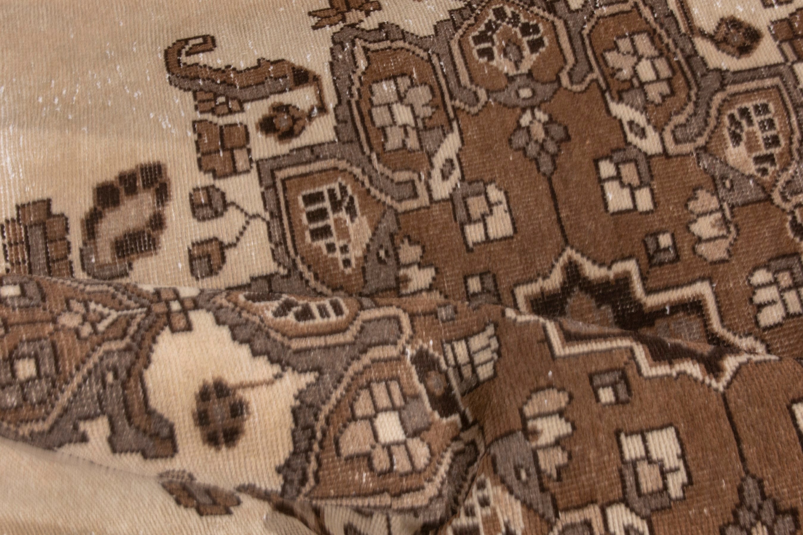 Persian Ferdos area rug in cream and brown, view 21 of 25