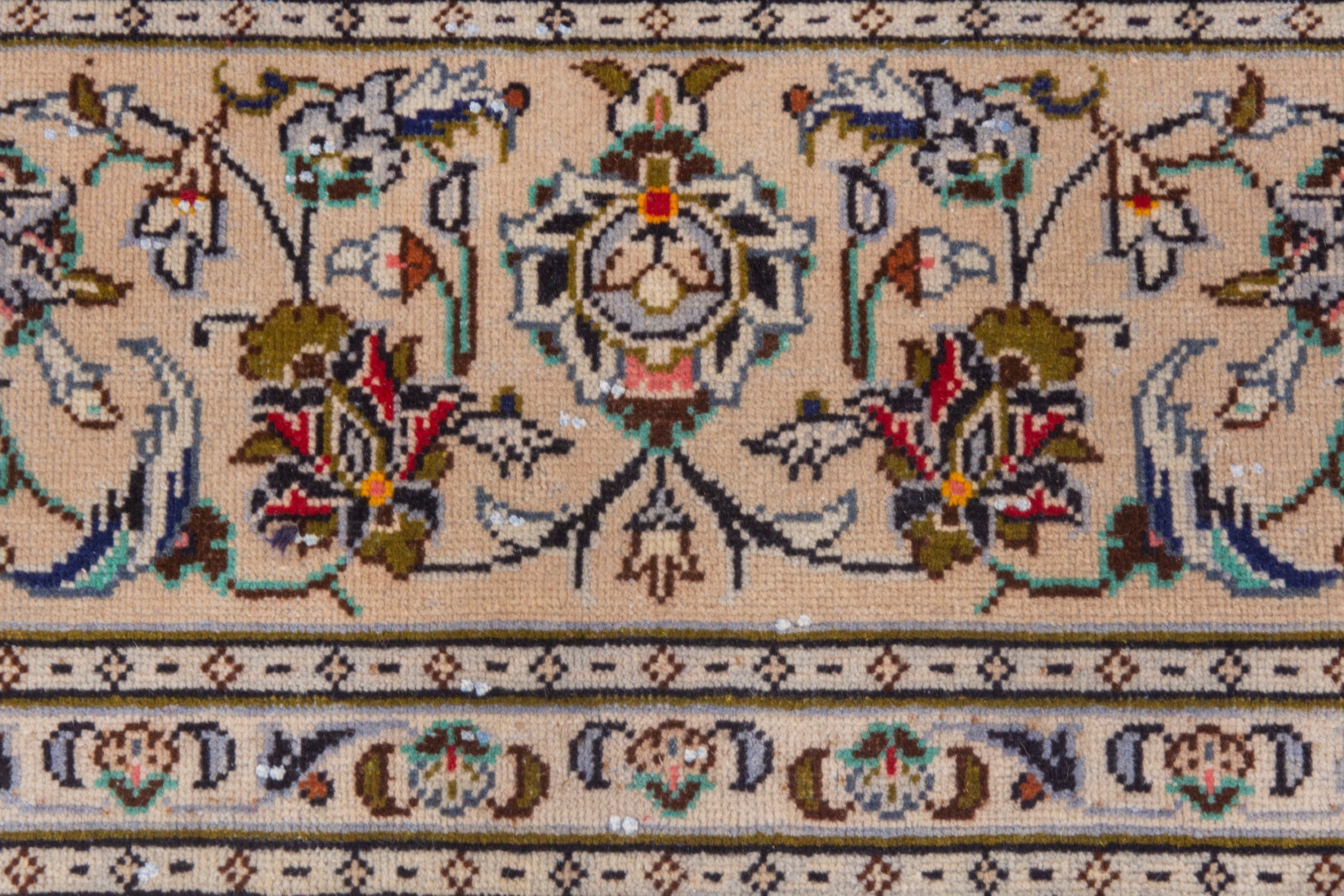 Persian Kashan area rug in cream and brown, view 11 of 22