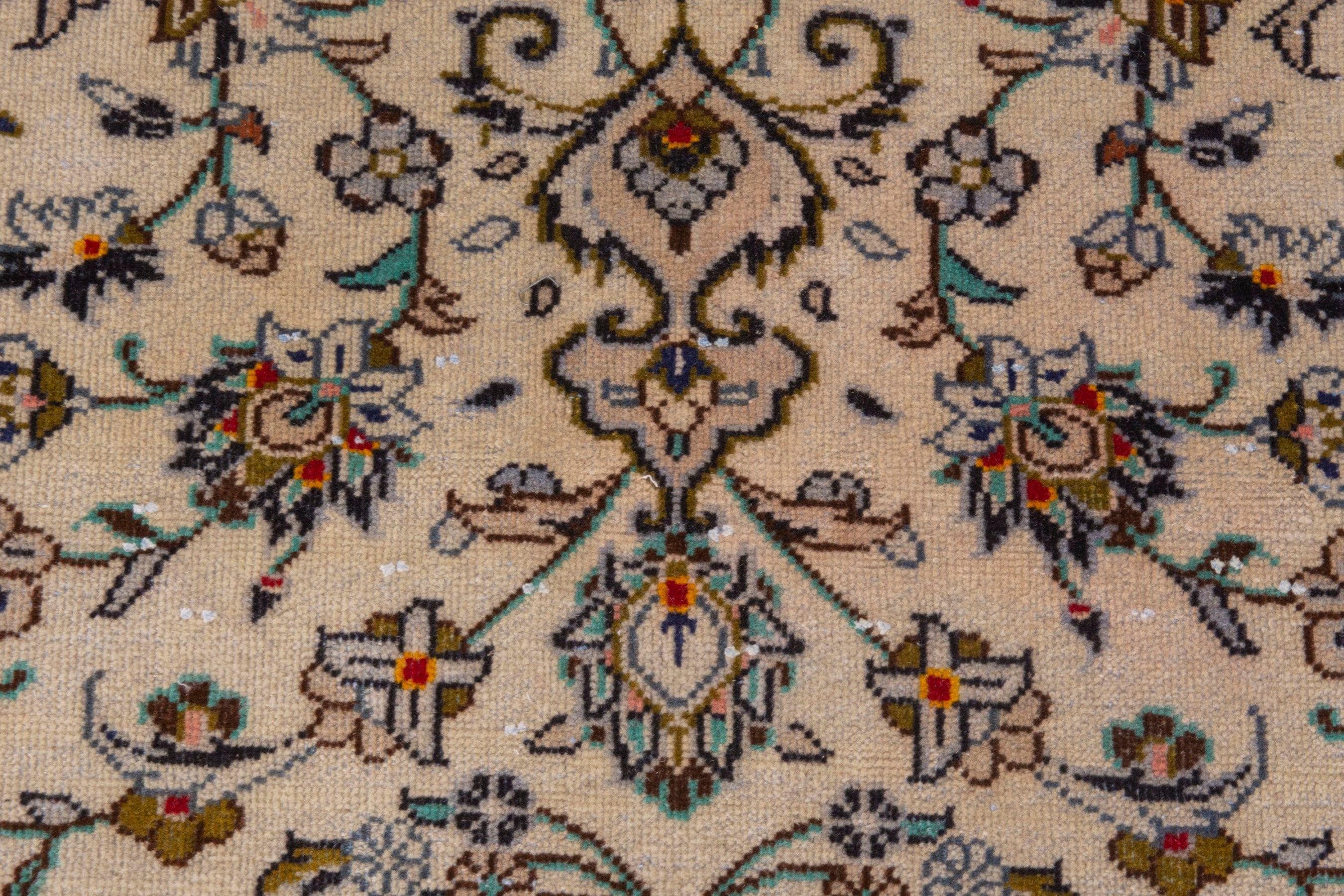 Persian Kashan area rug in cream and brown, view 14 of 22