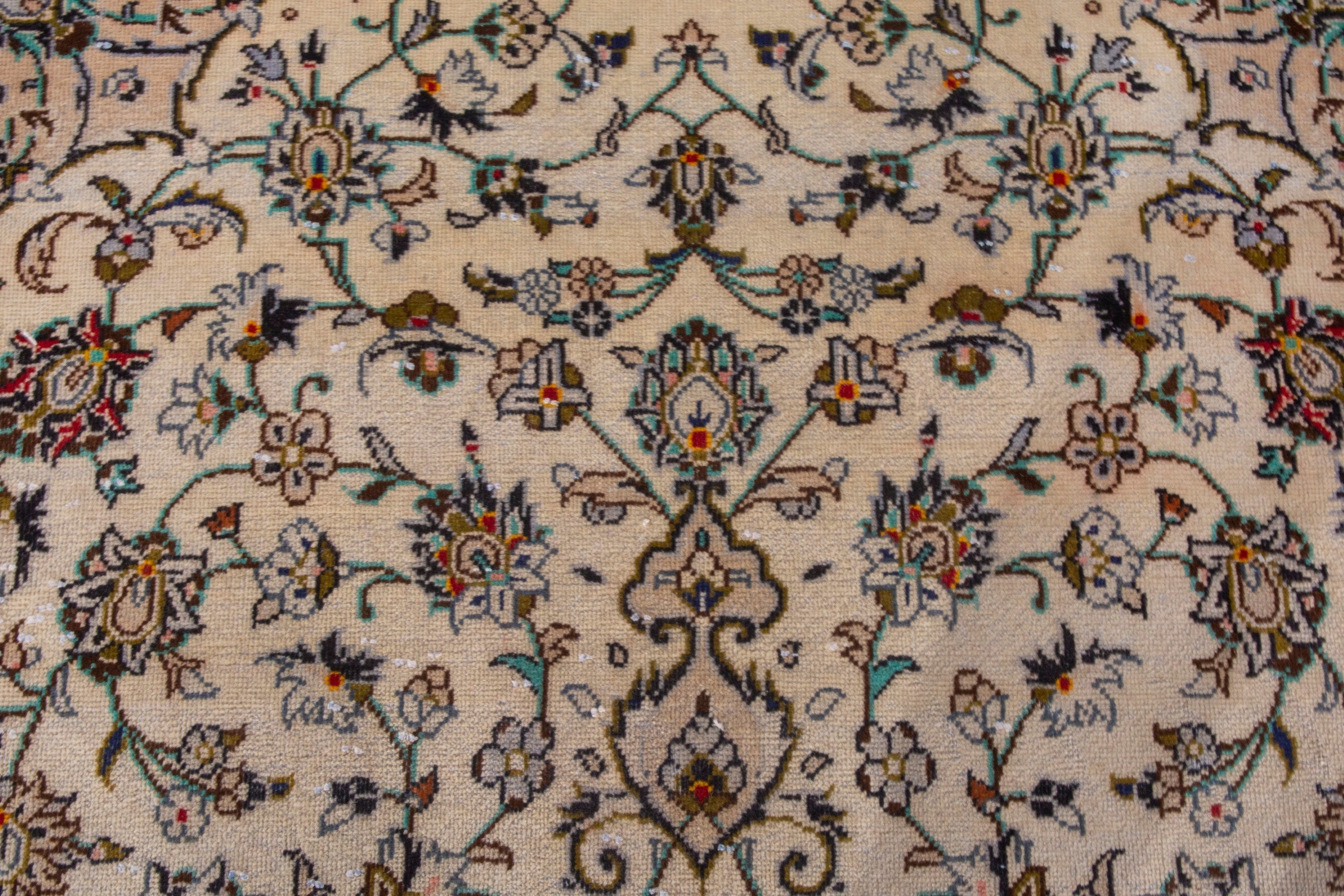 Persian Kashan area rug in cream and brown, view 16 of 22