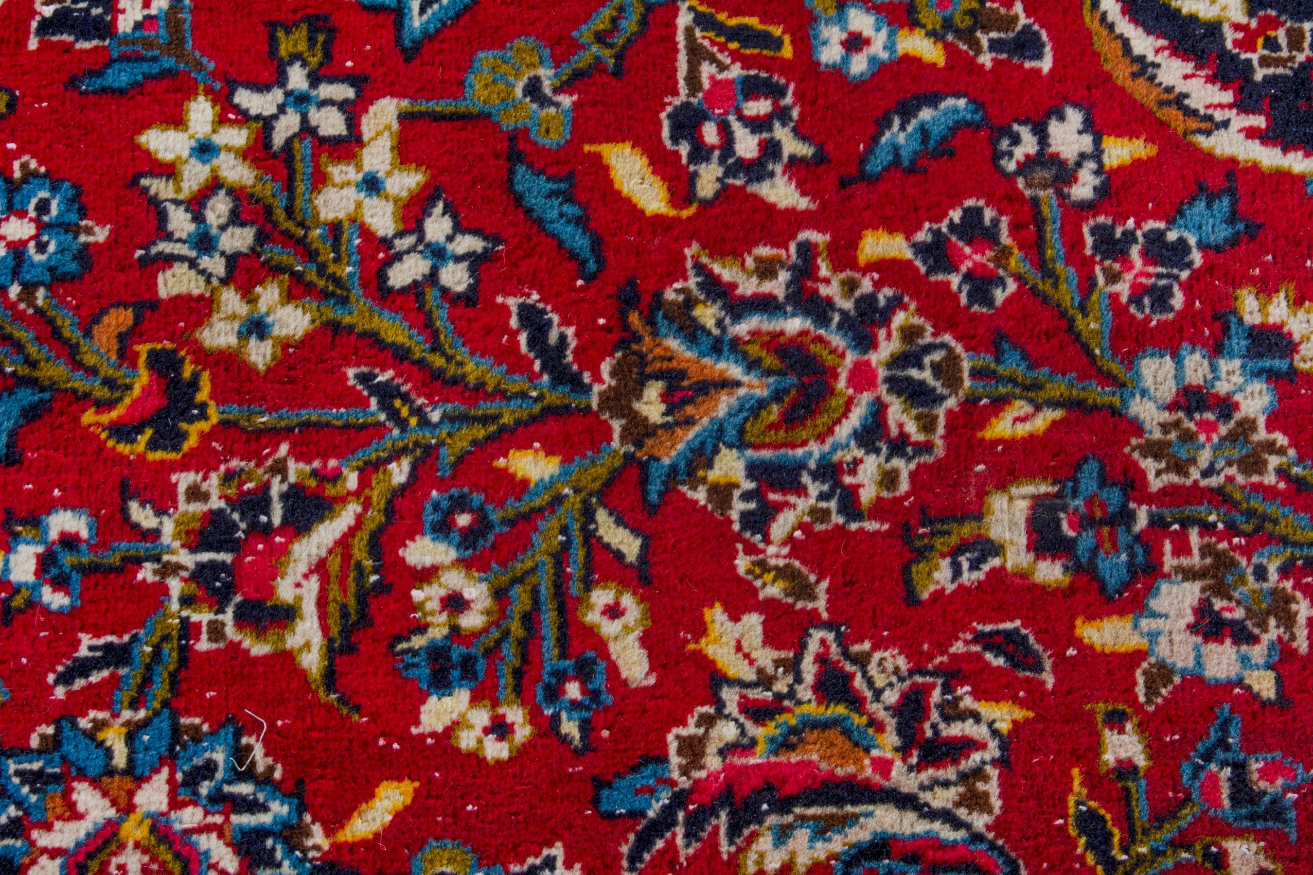 Persian Kashan oversized rug in deep red and navy, view 14 of 20