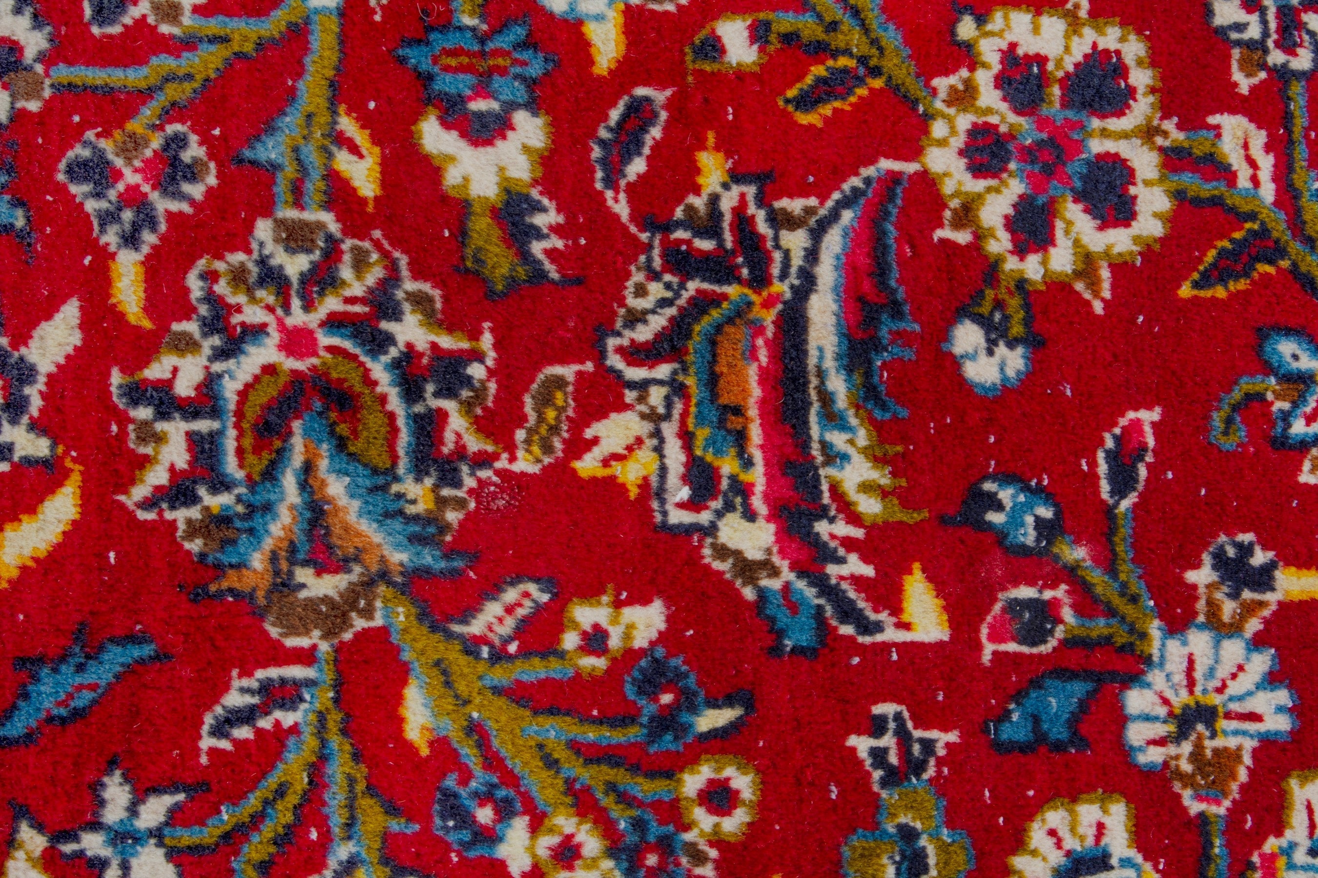 Persian Kashan oversized rug in deep red and navy, view 15 of 20
