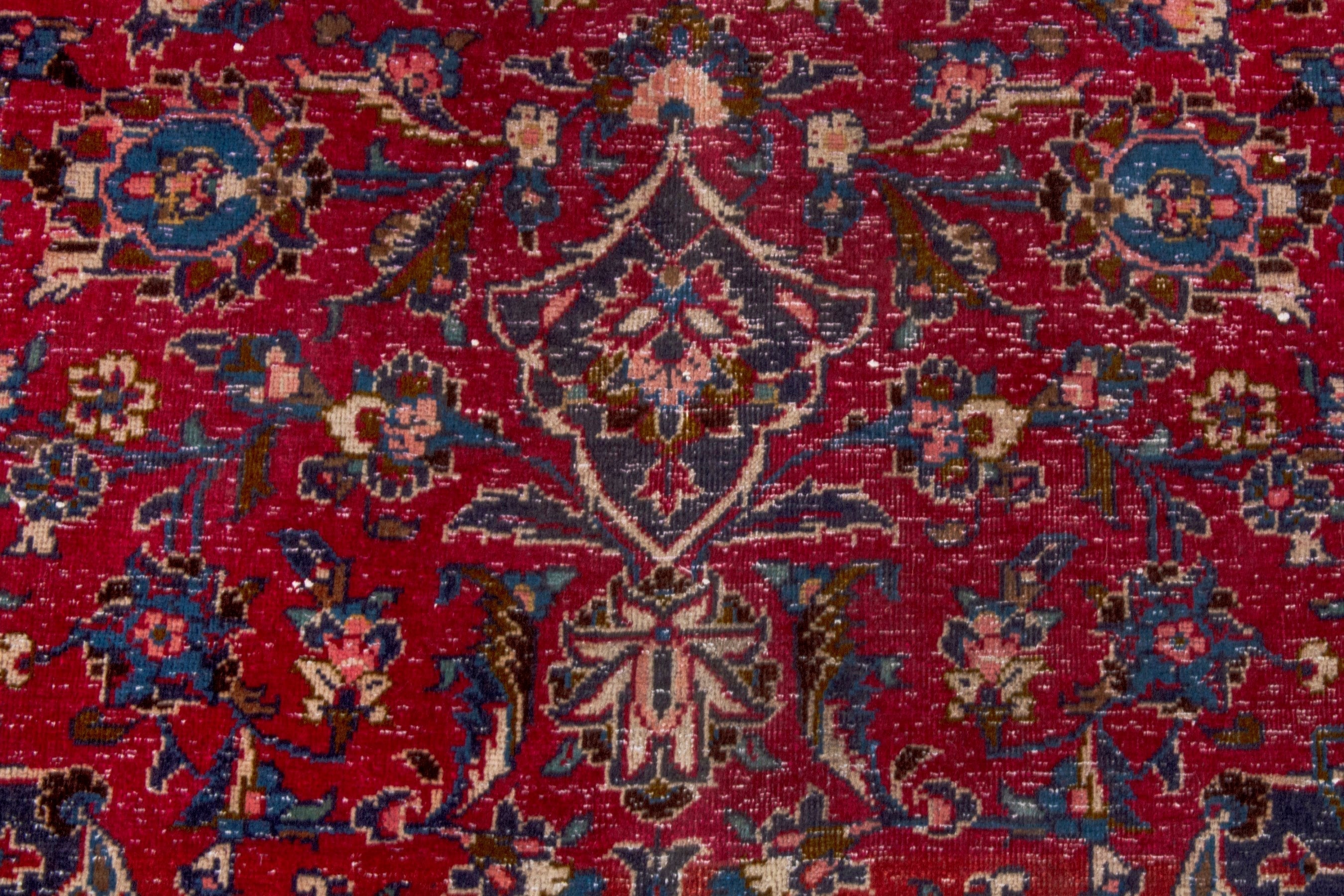 Persian Kashan area rug in deep red and burgundy, view 16 of 22