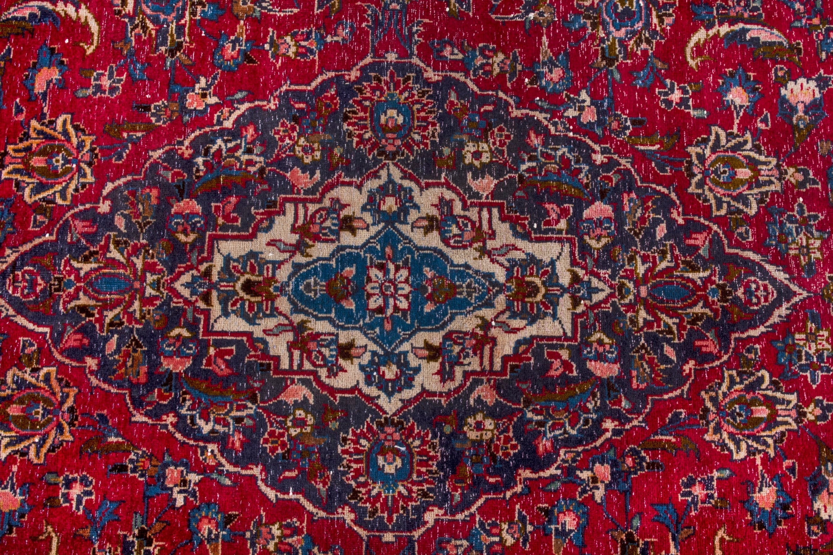 Persian Kashan area rug in deep red and burgundy, view 17 of 22