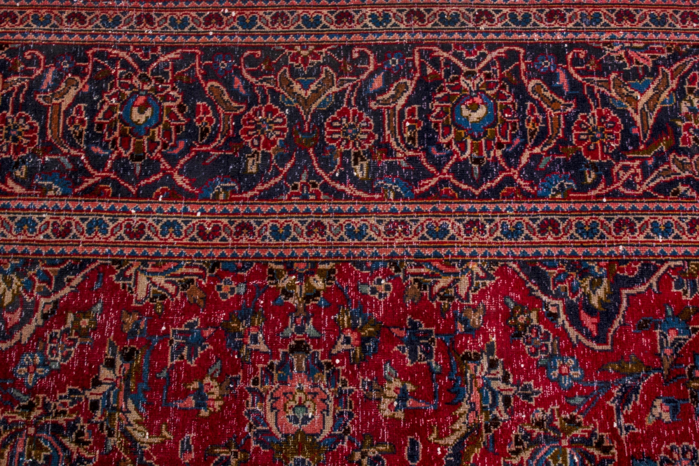 Persian Kashan area rug in deep red and burgundy, view 11 of 22