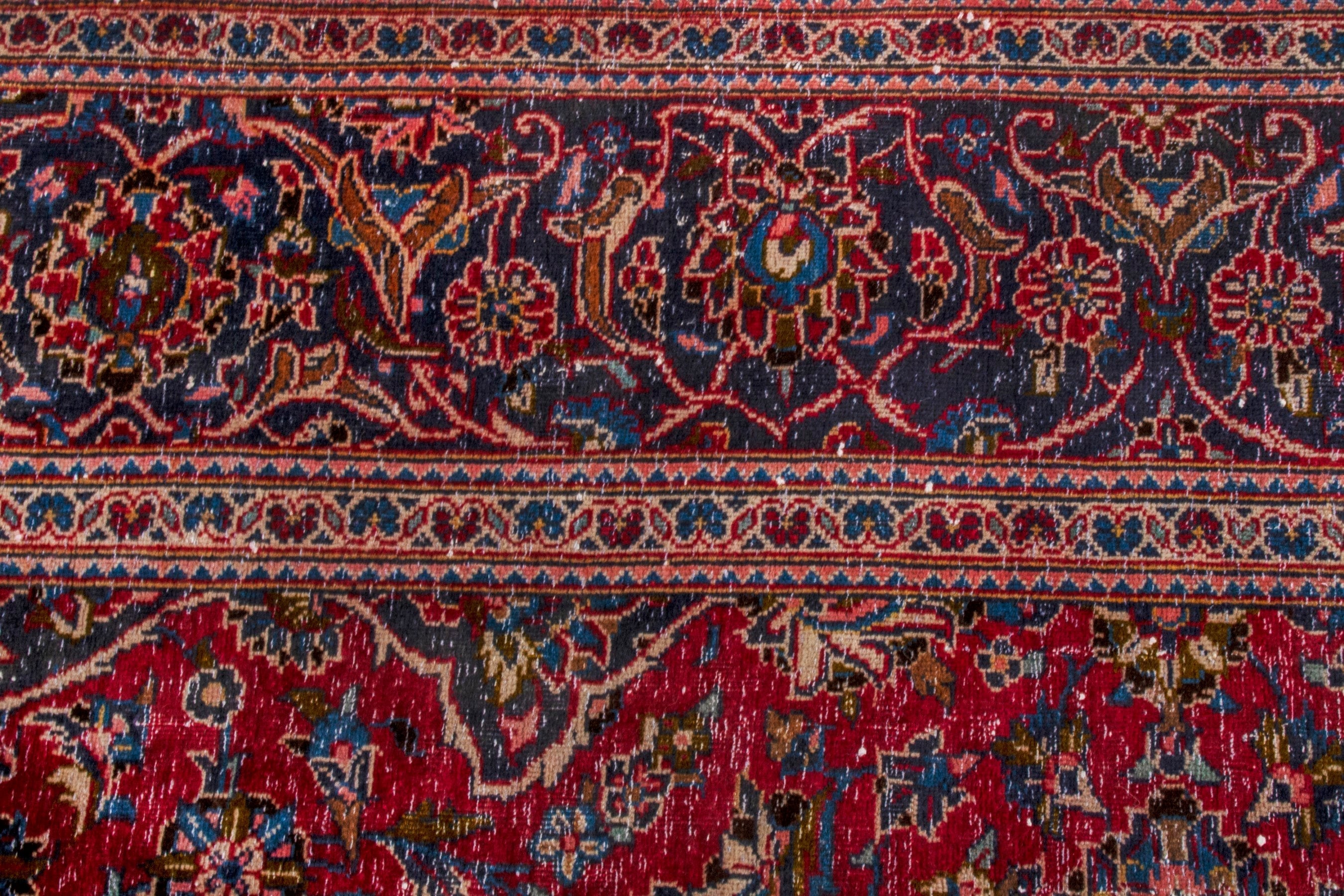 Persian Kashan area rug in deep red and burgundy, view 13 of 22