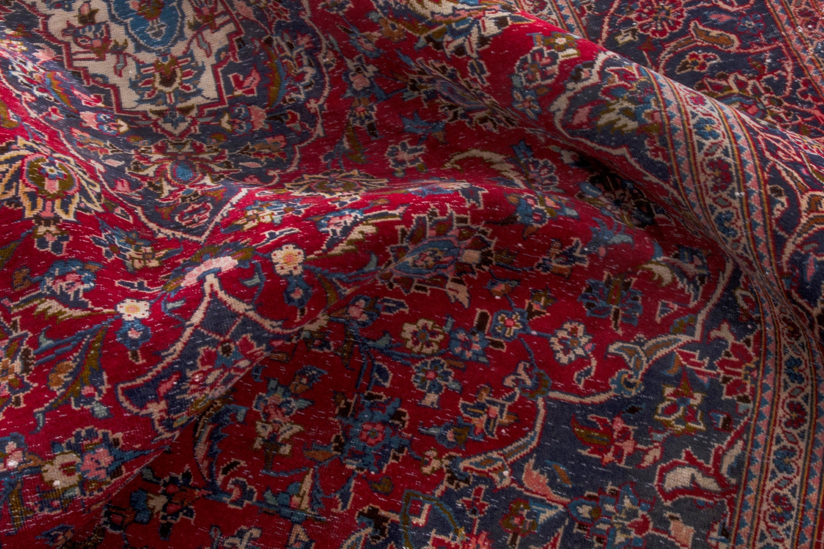 Persian Kashan area rug in deep red and burgundy, view 19 of 22