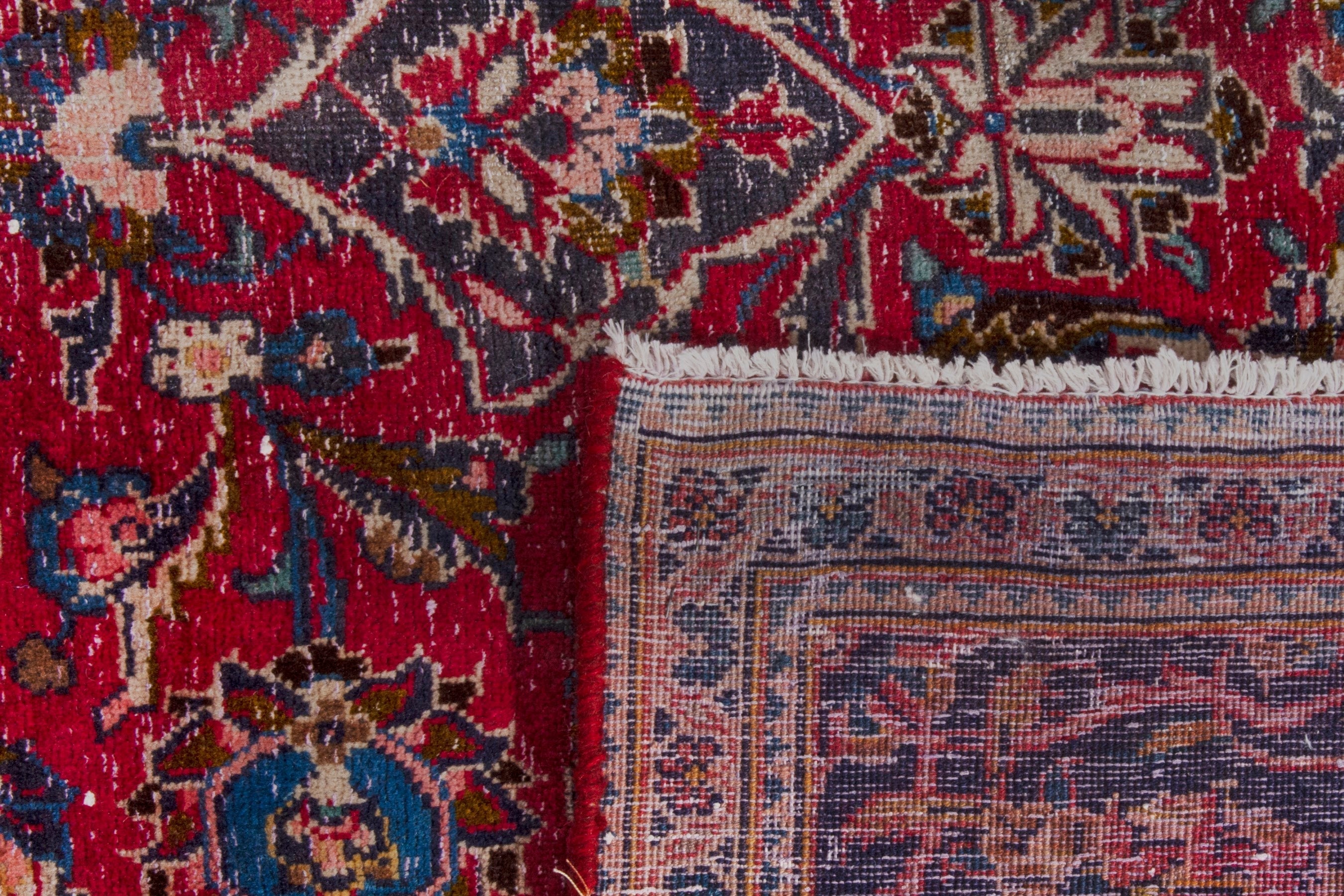 Persian Kashan area rug in deep red and burgundy, view 22 of 22