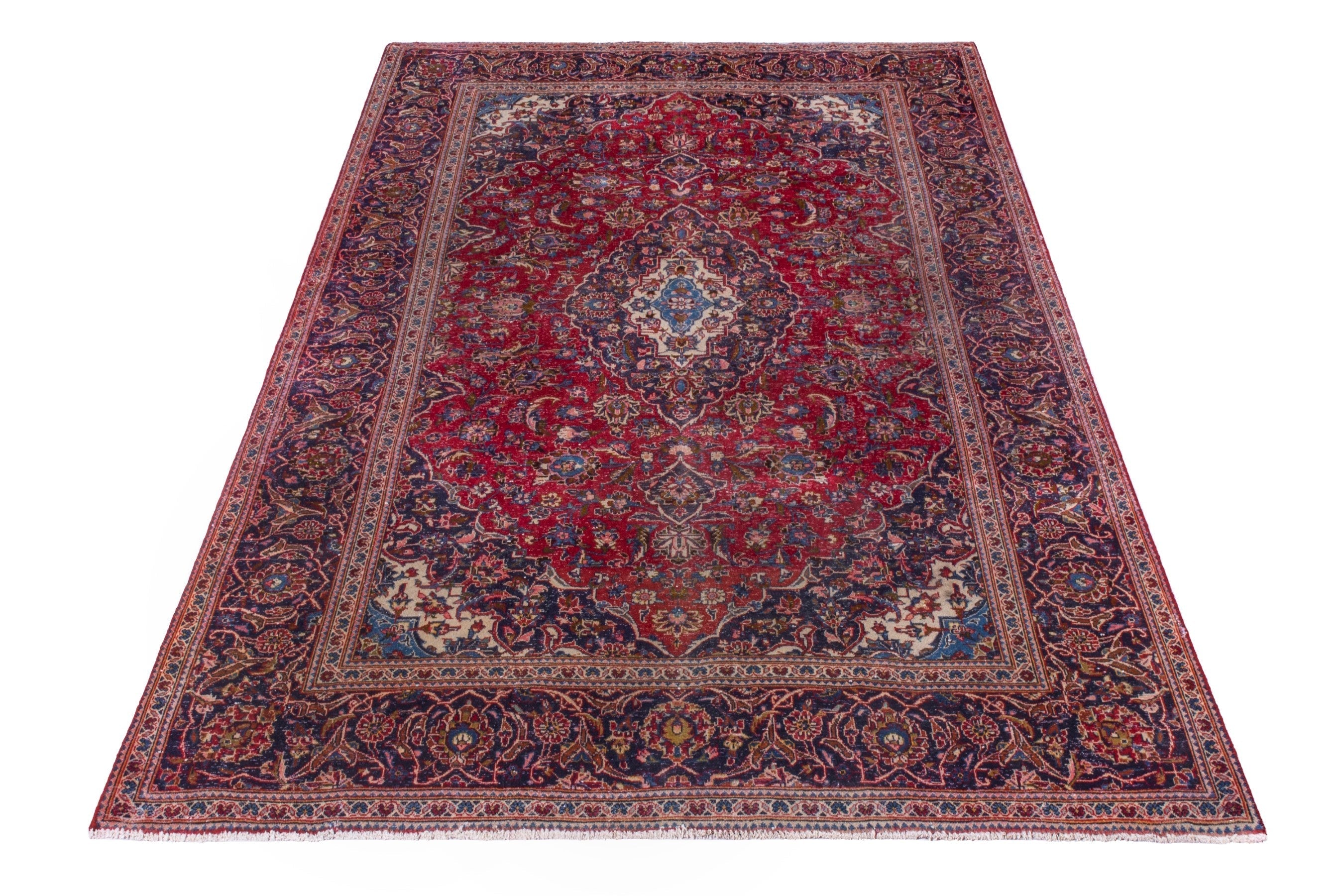 Persian Kashan area rug in deep red and burgundy, view 3 of 22