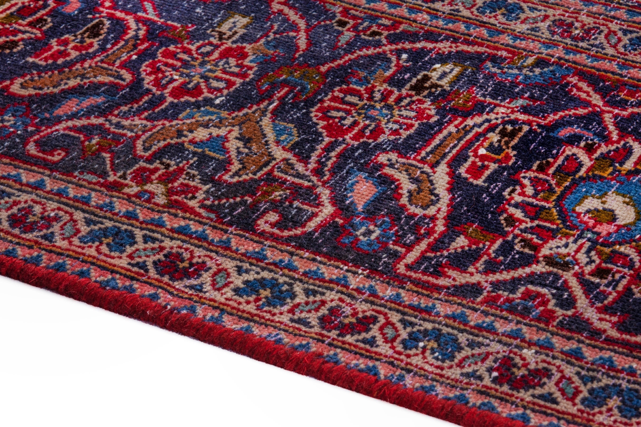 Persian Kashan area rug in deep red and burgundy, view 6 of 22