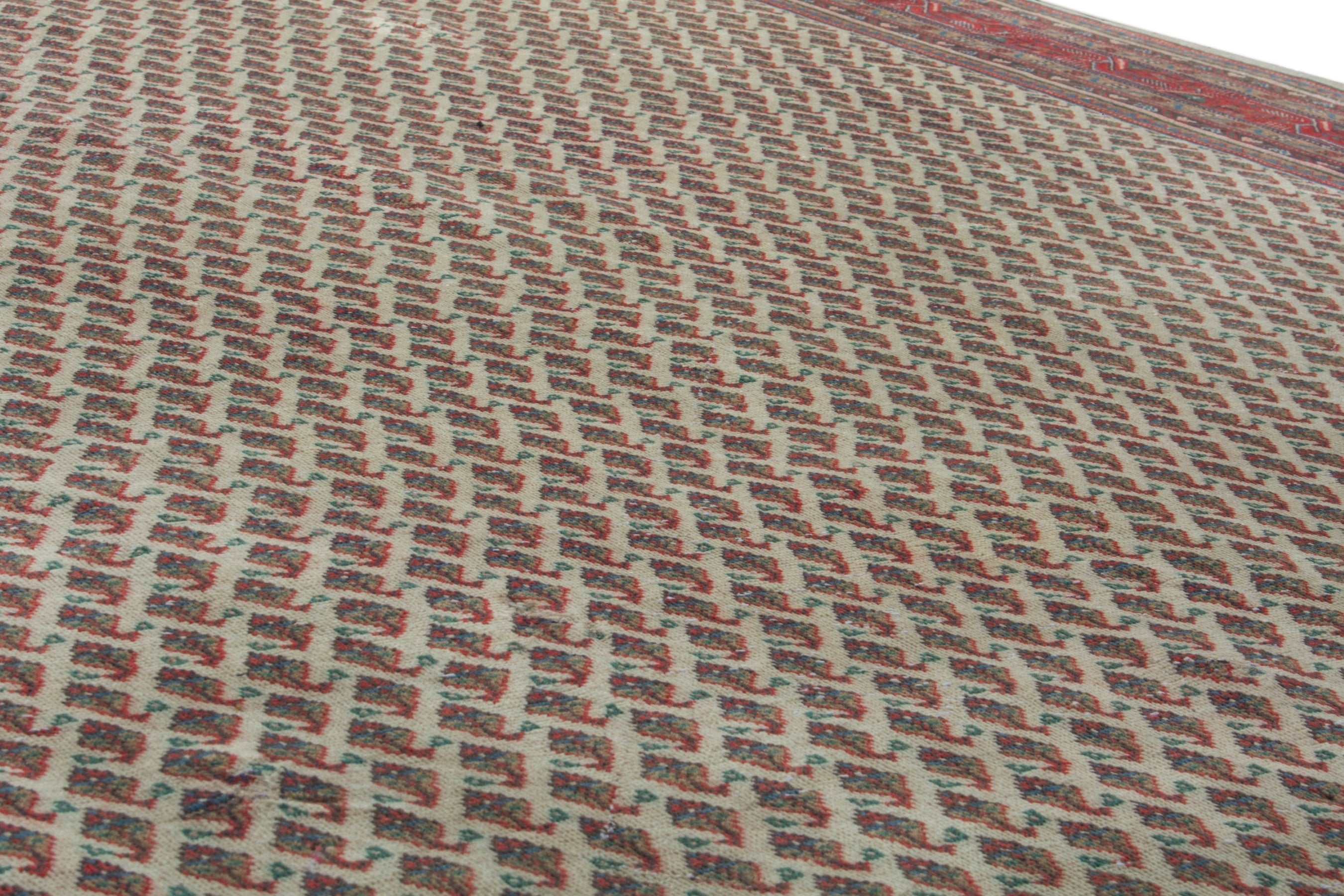 Persian Arak oversized rug in cream and deep red, view 14 of 20