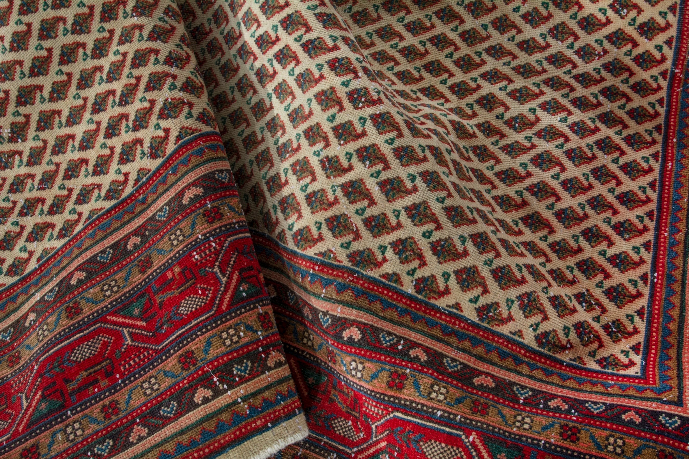 Persian Arak oversized rug in cream and deep red, view 18 of 20
