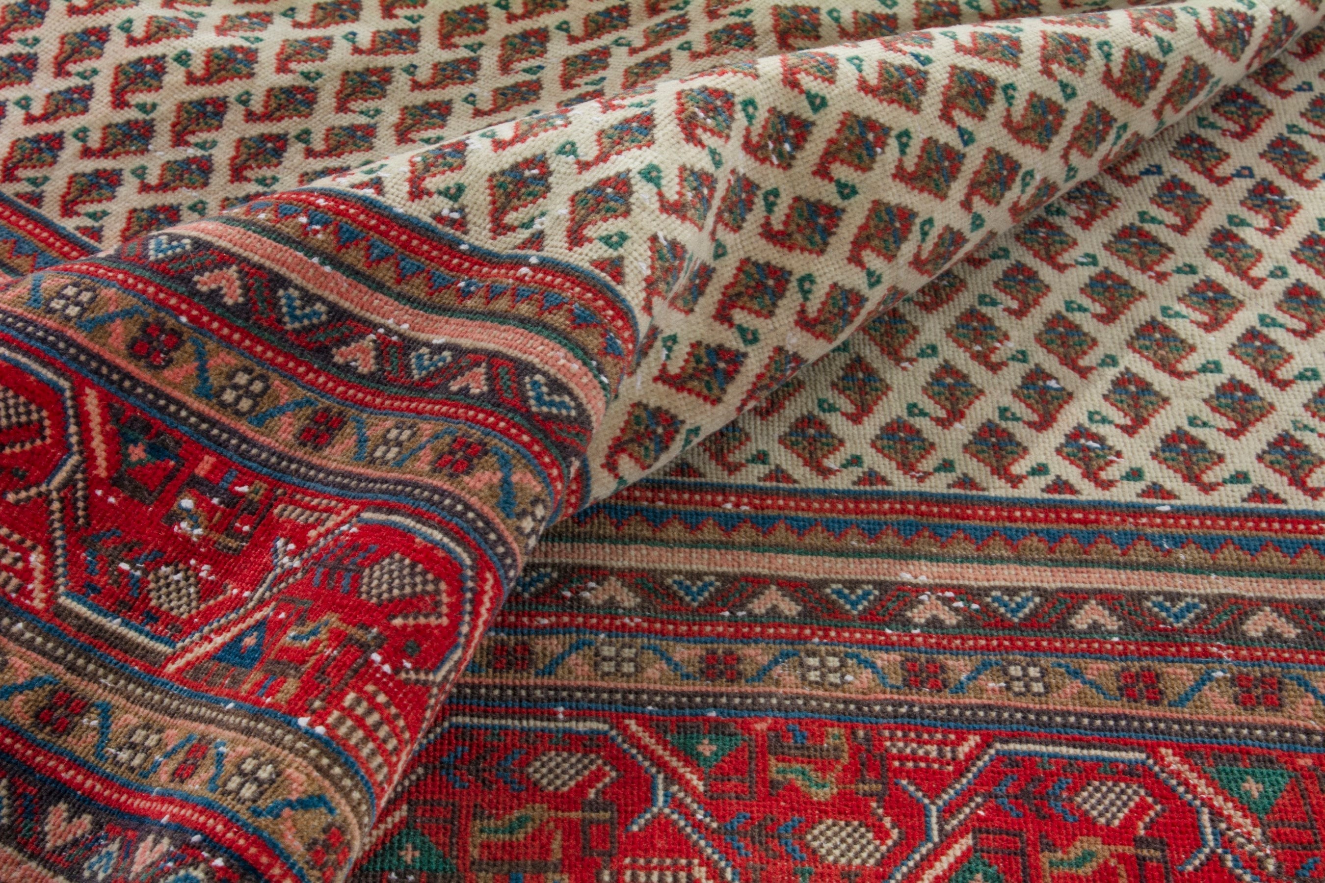 Persian Arak oversized rug in cream and deep red, view 19 of 20