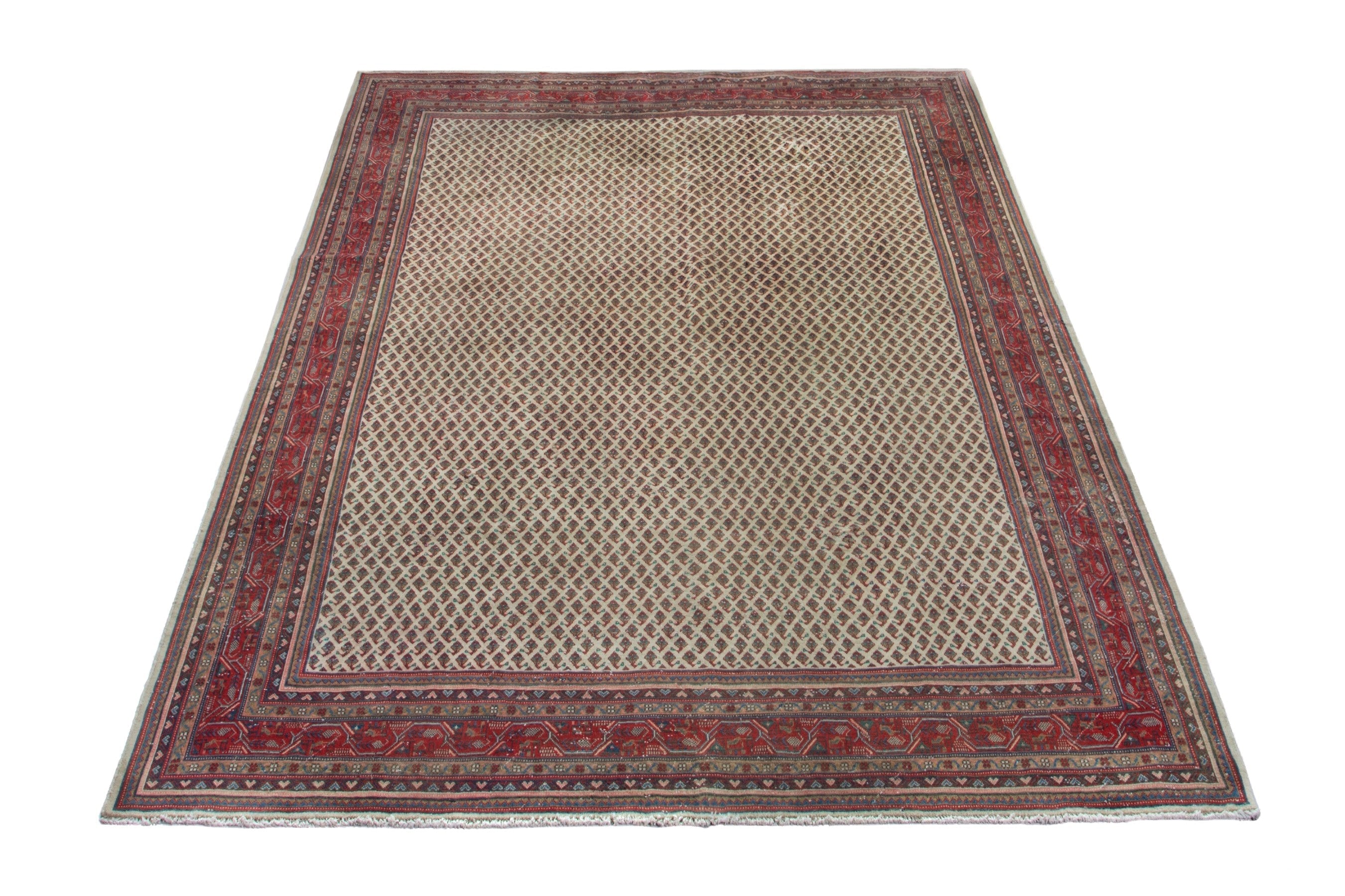 Persian Arak oversized rug in cream and deep red, view 2 of 20