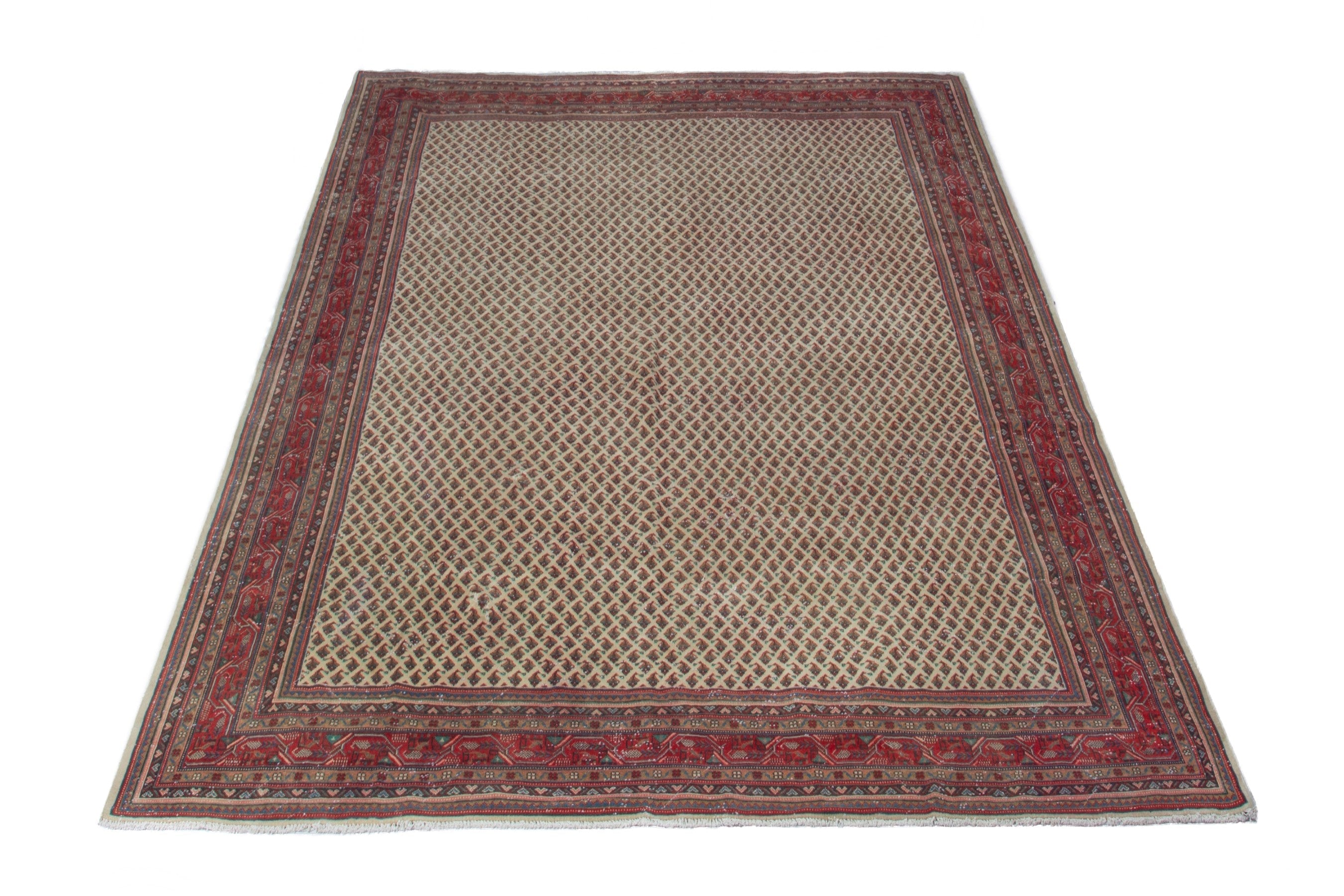 Persian Arak oversized rug in cream and deep red, view 3 of 20