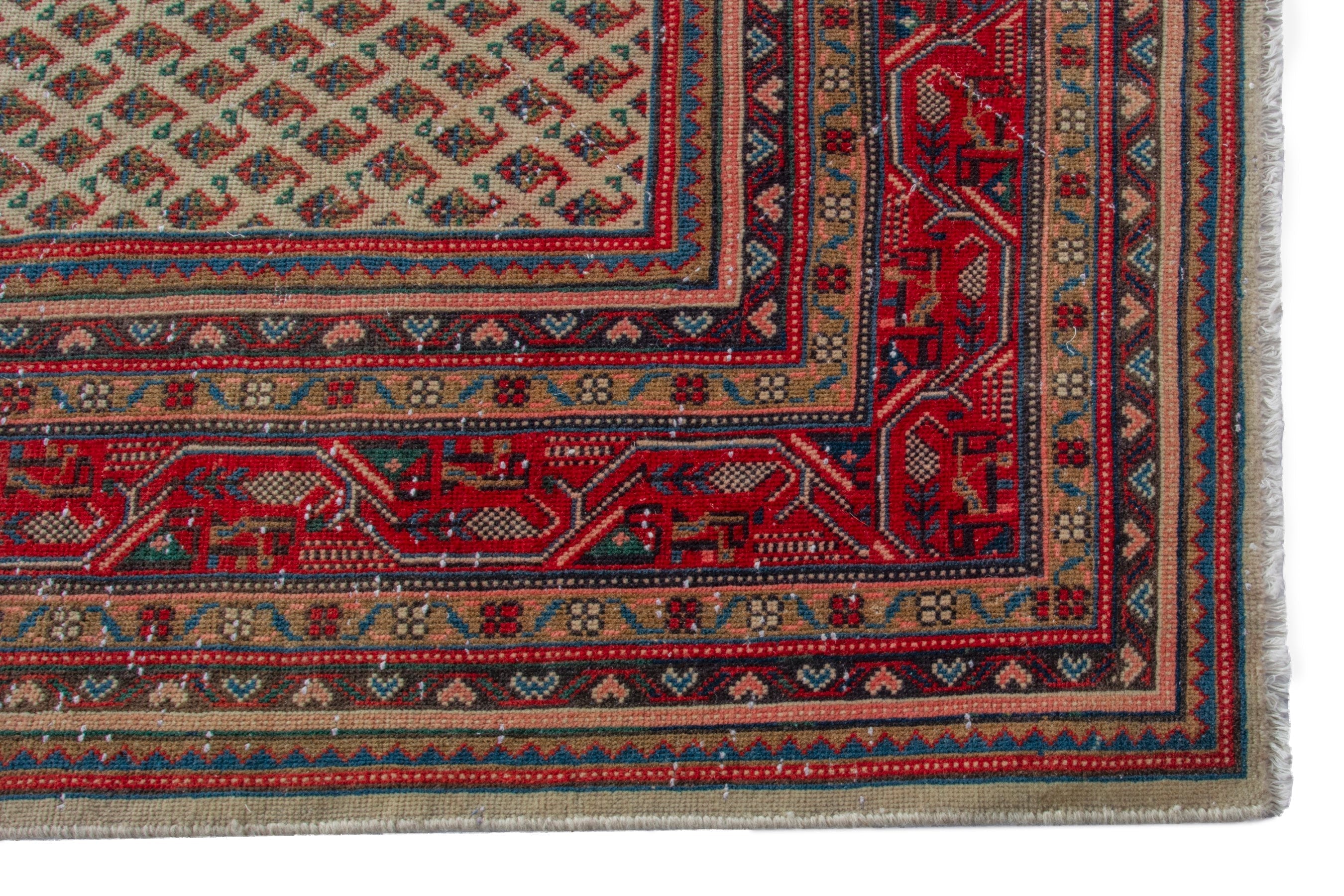Persian Arak oversized rug in cream and deep red, view 9 of 20
