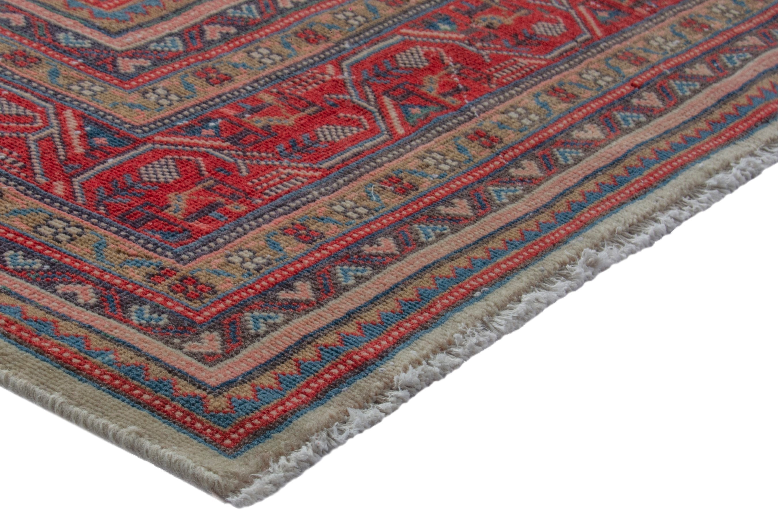 Persian Arak oversized rug in cream and deep red, view 4 of 20